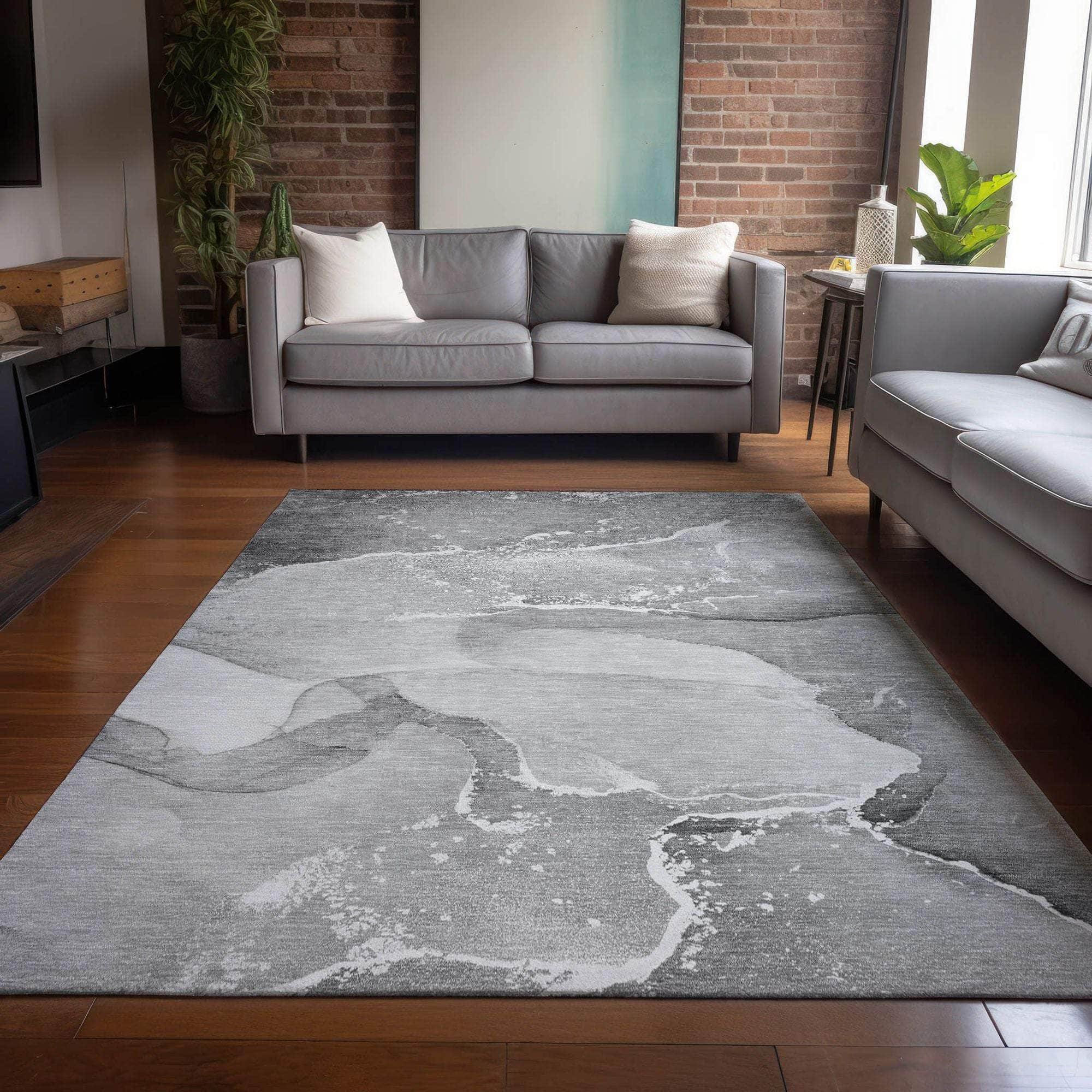 Machine Made ACN517 Gray Rugs