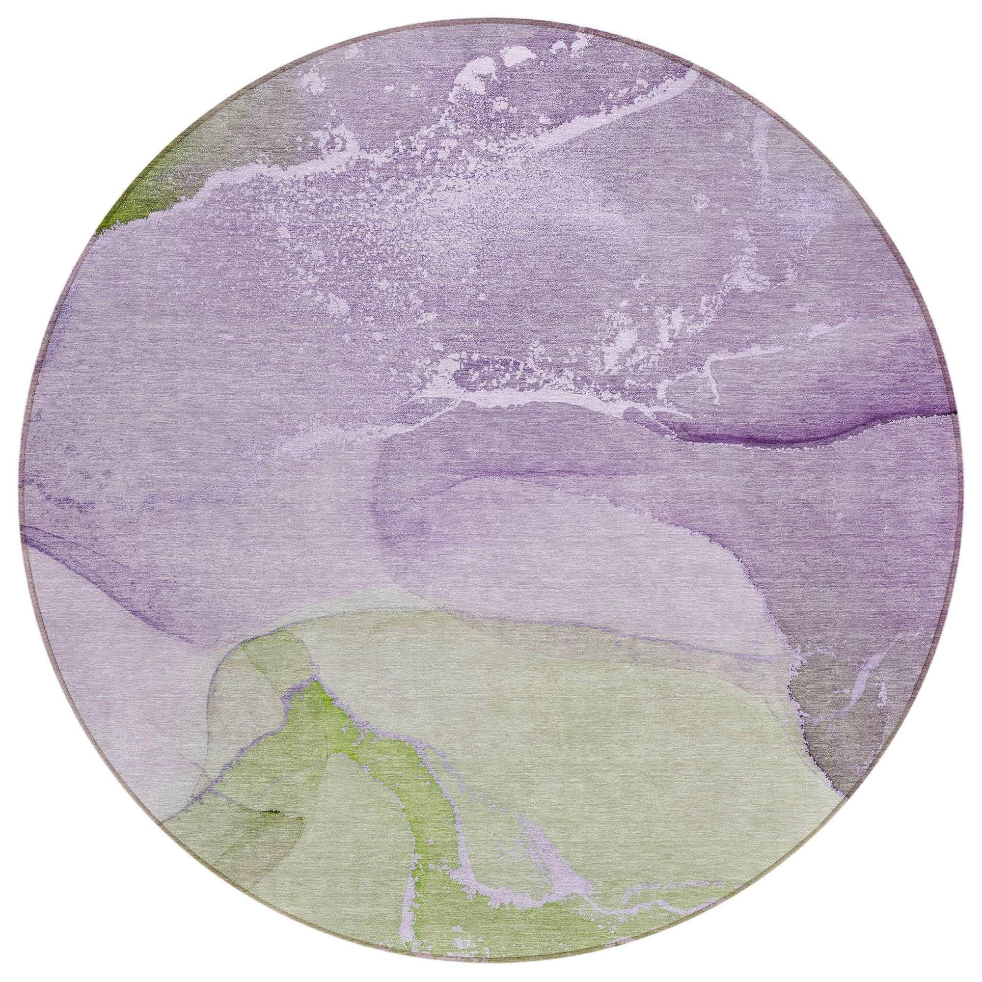 Machine Washable Purple Rug - Indoor / Outdoor - Kids / Pet Friendly Watercolors Print Rug