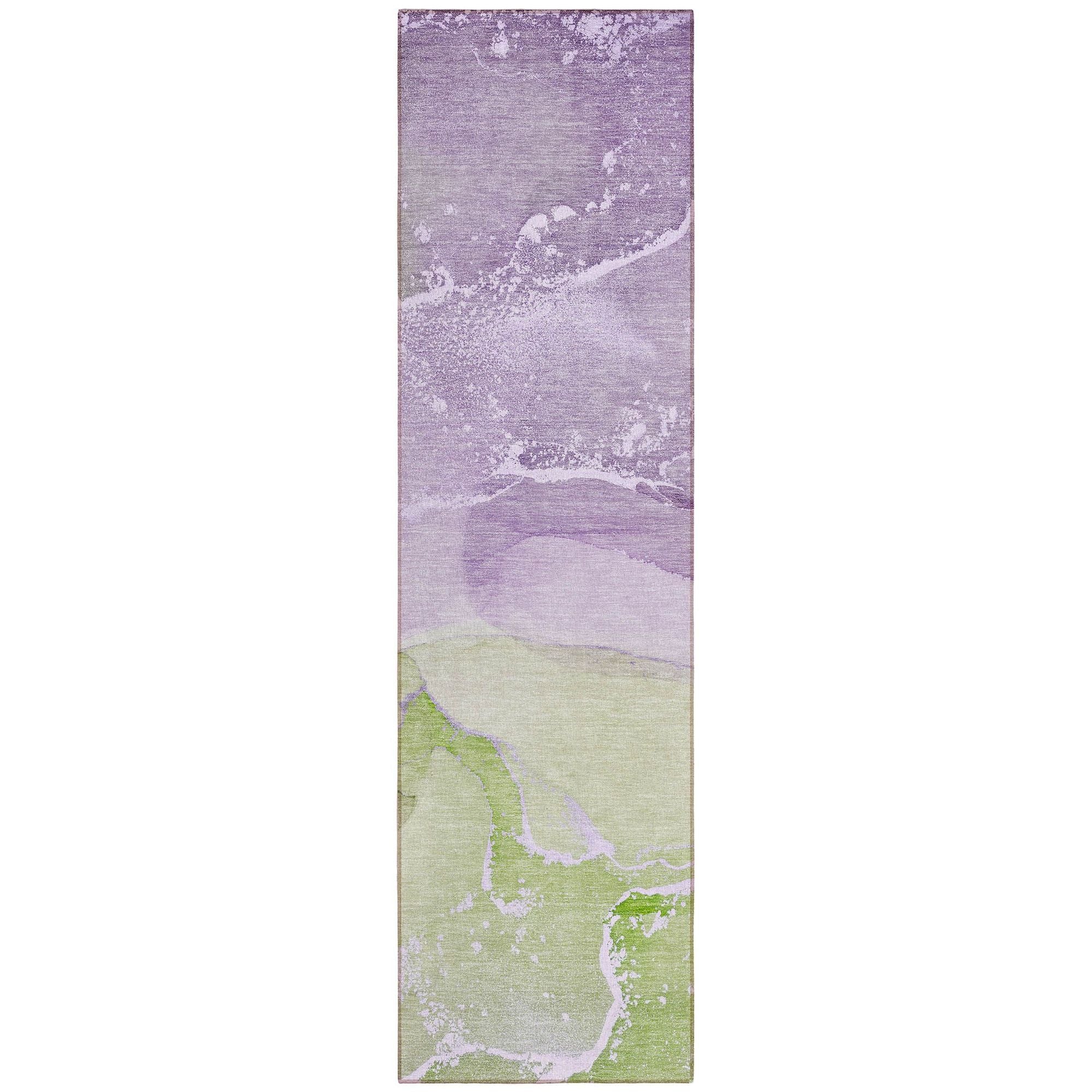 Machine Washable Purple Rug - Indoor / Outdoor - Kids / Pet Friendly Watercolors Print Rug