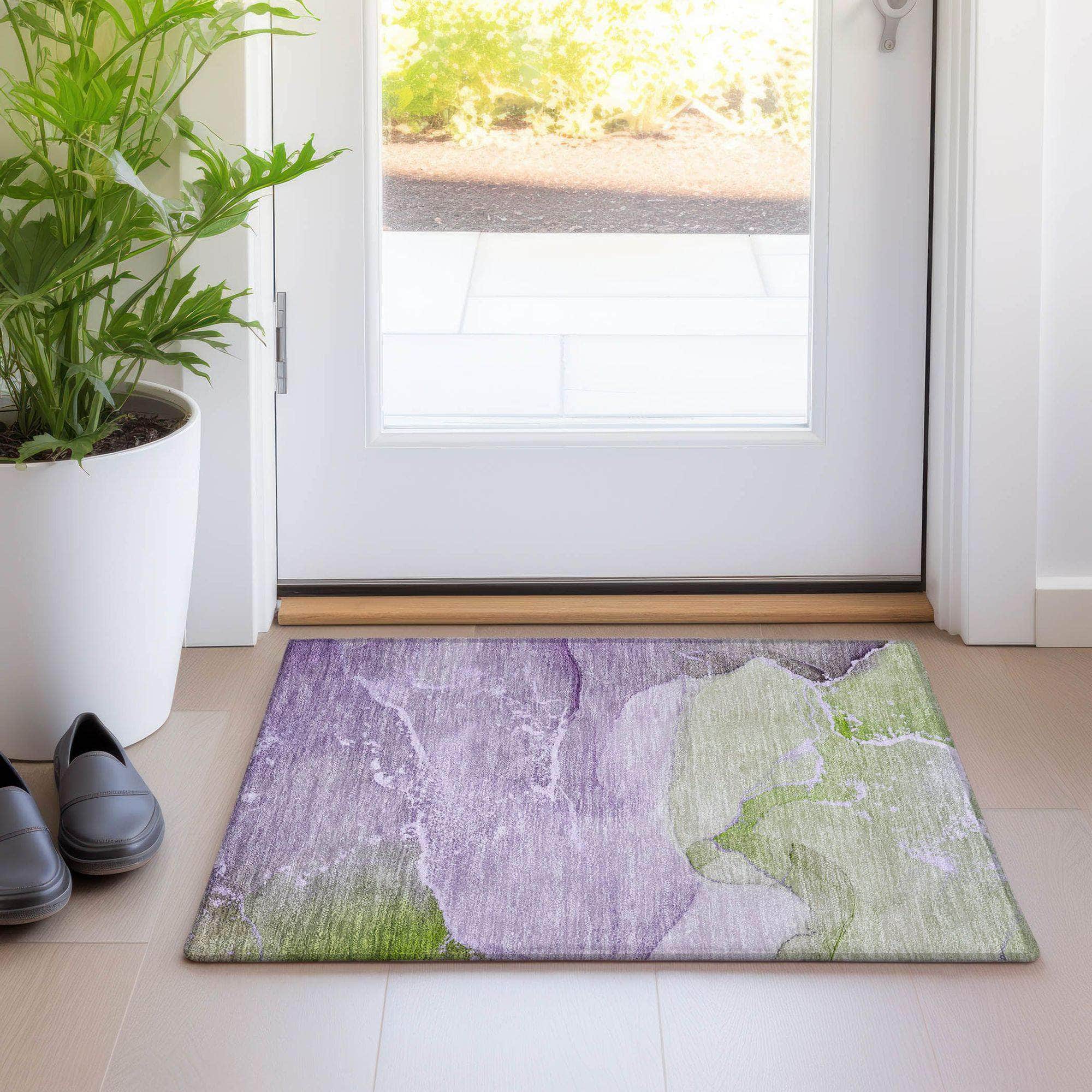 Machine Made ACN517 Purple Rugs
