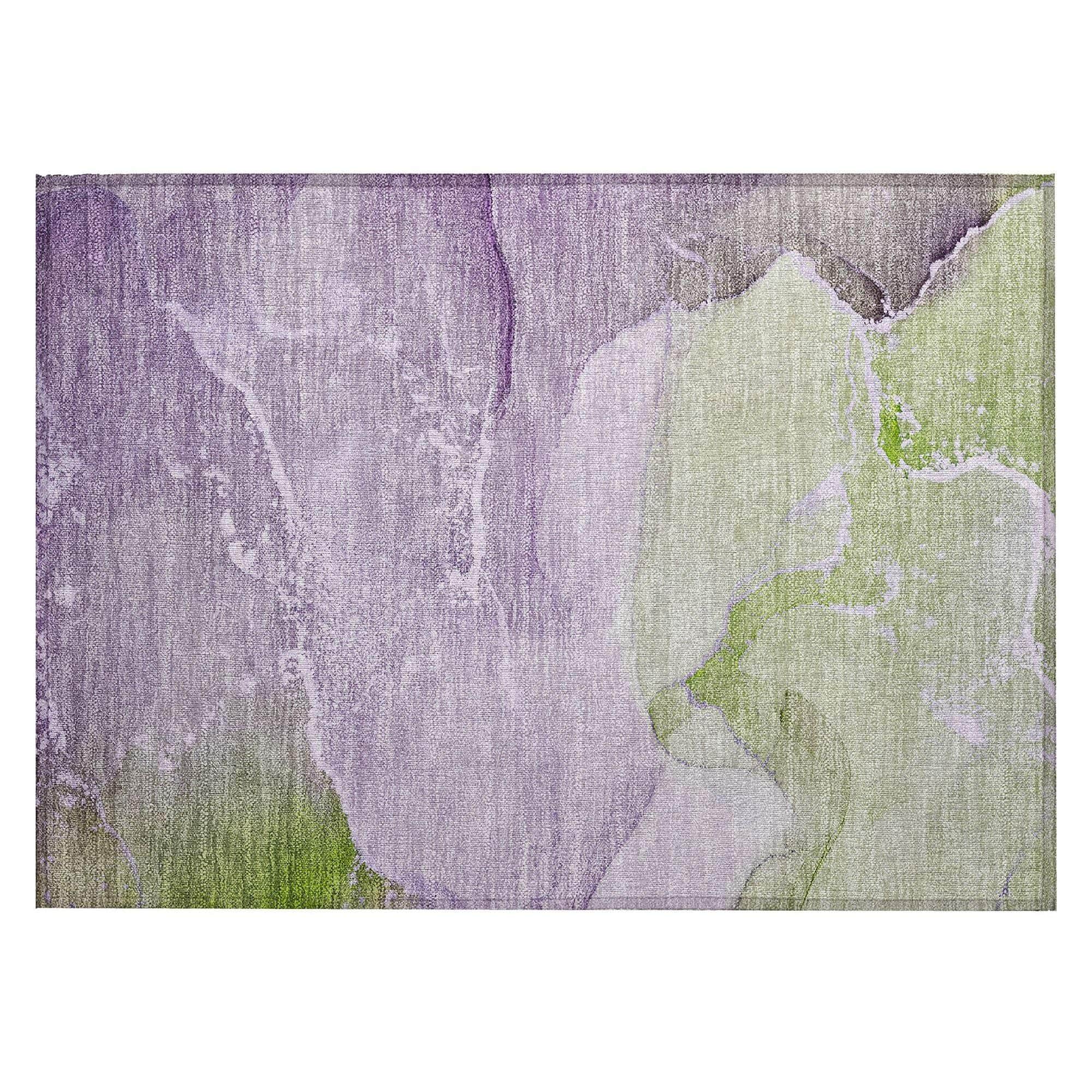 Machine Washable Purple Rug - Indoor / Outdoor - Kids / Pet Friendly Watercolors Print Rug