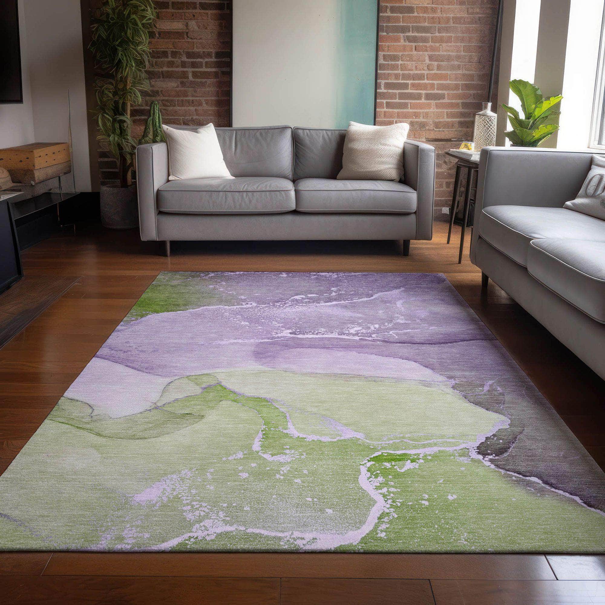 Machine Made ACN517 Purple Rugs
