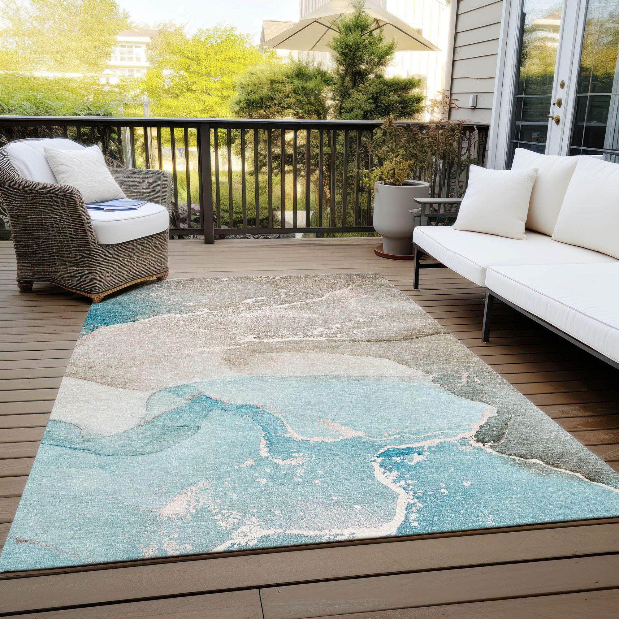 Machine Made ACN517 Teal Rugs