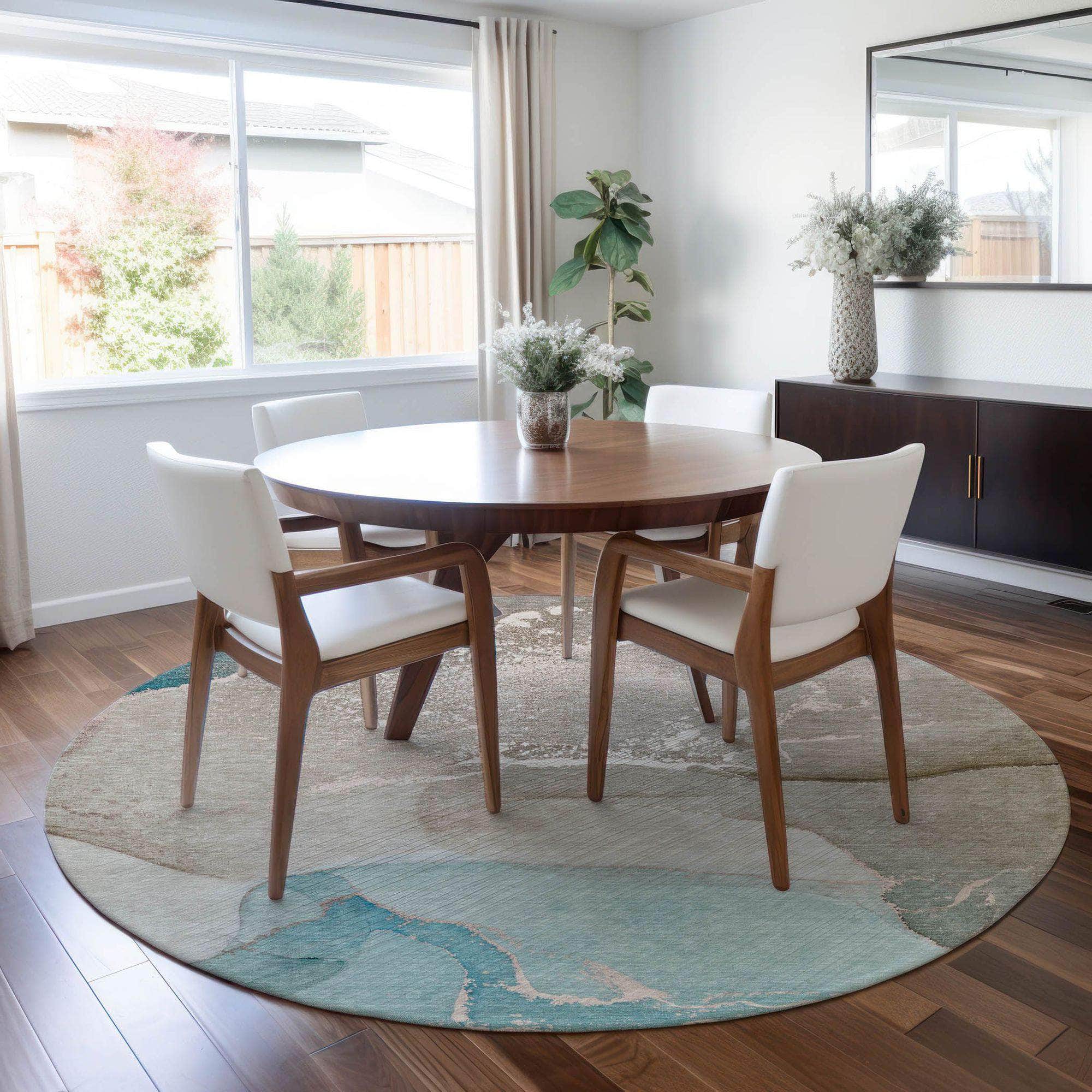 Machine Made ACN517 Teal Rugs
