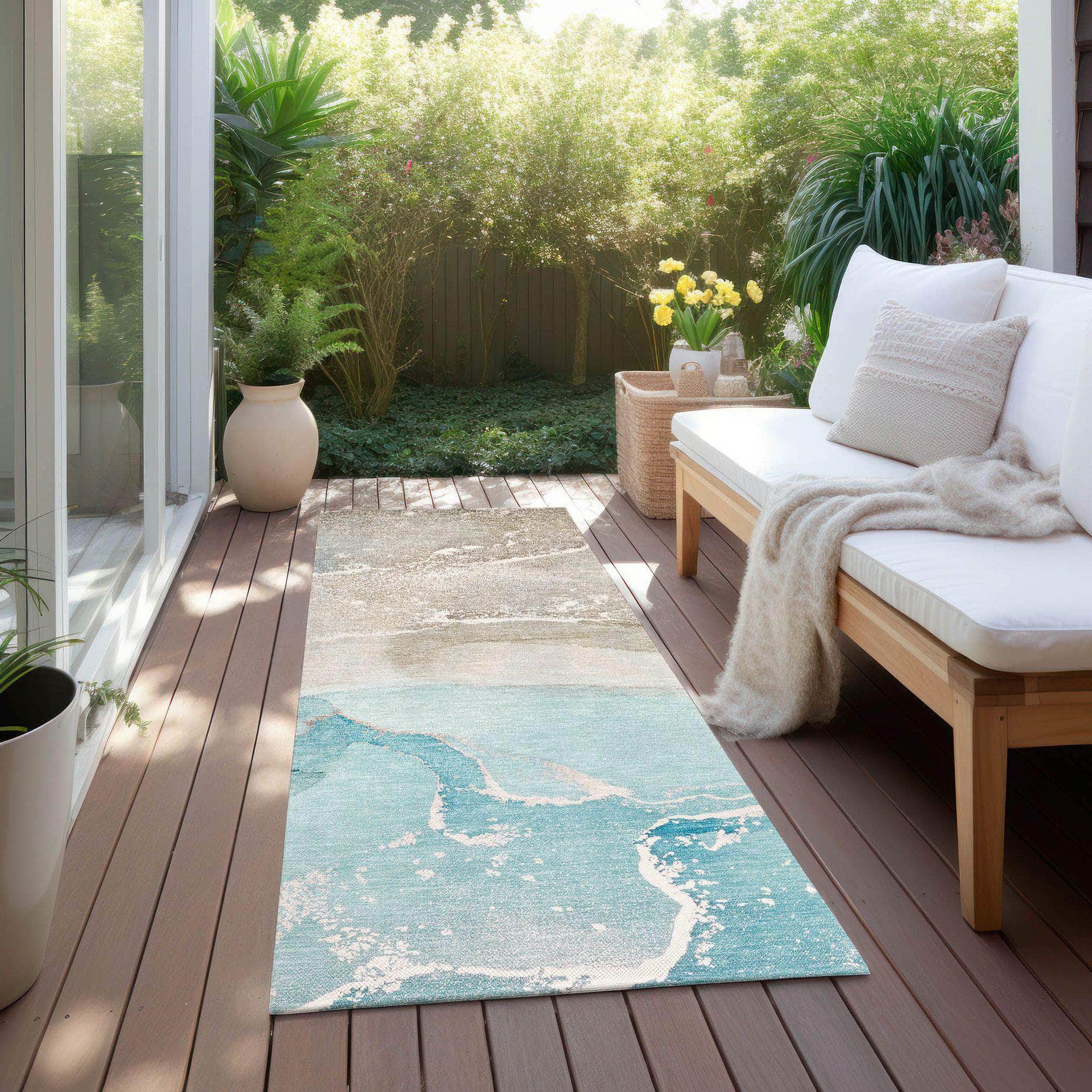 Machine Made ACN517 Teal Rugs