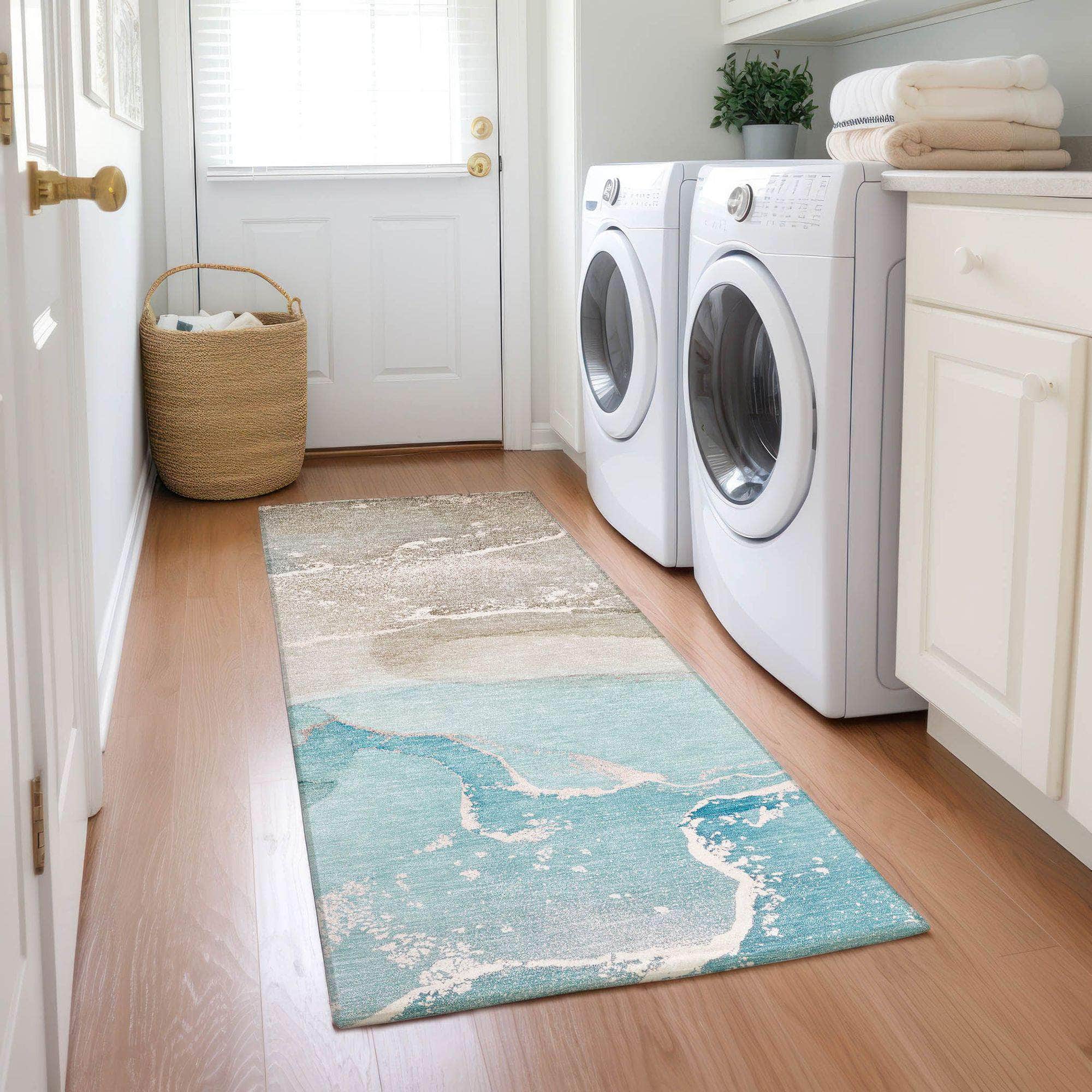 Machine Made ACN517 Teal Rugs