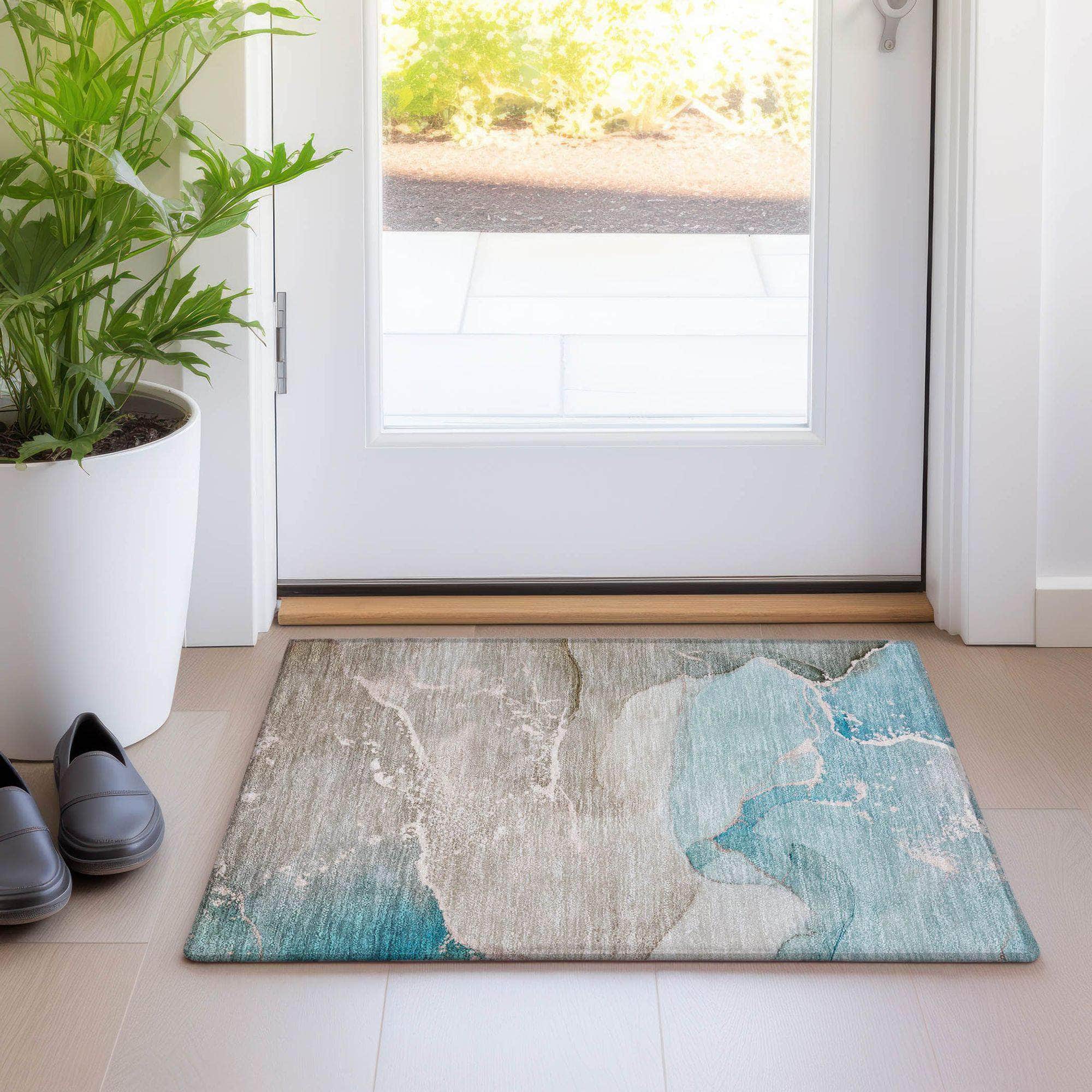 Machine Made ACN517 Teal Rugs