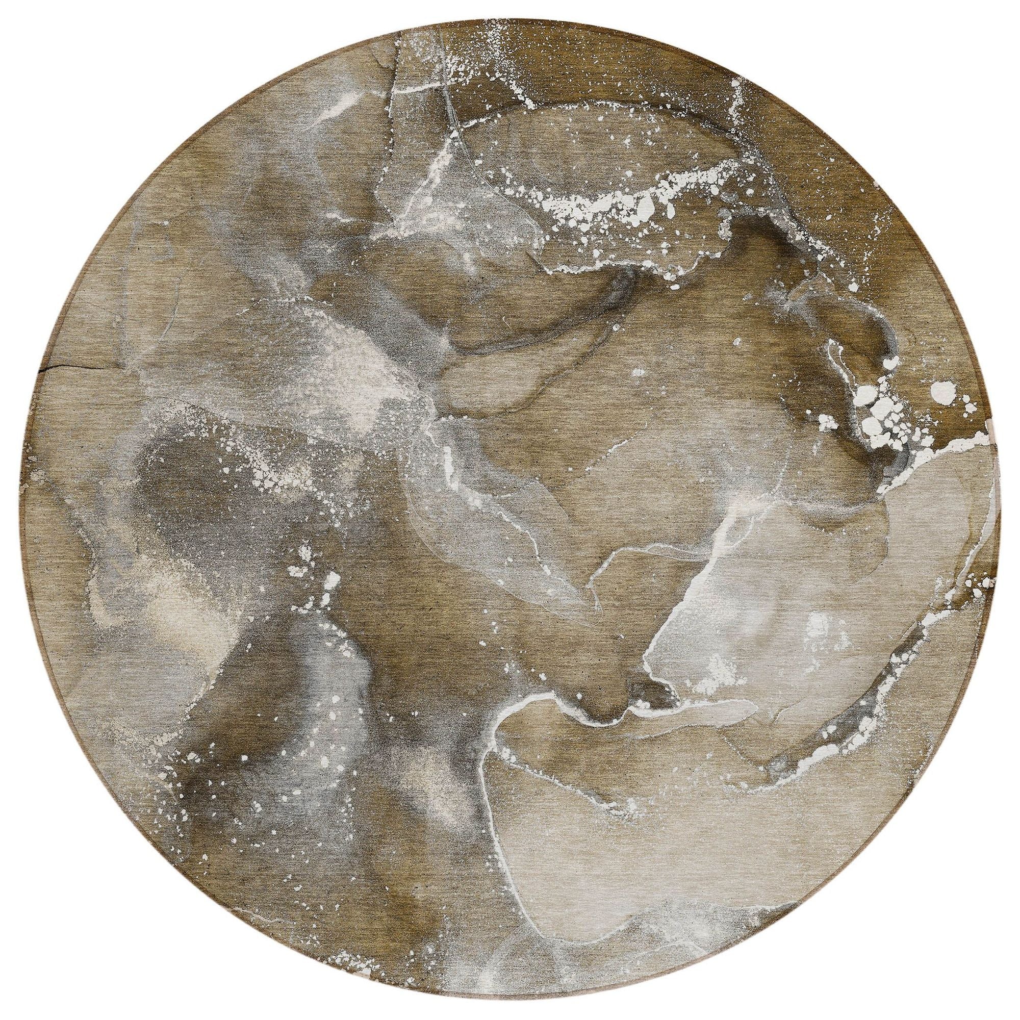 Machine Washable Brown Rug - Indoor / Outdoor - Kids / Pet Friendly Watercolors Print Rug