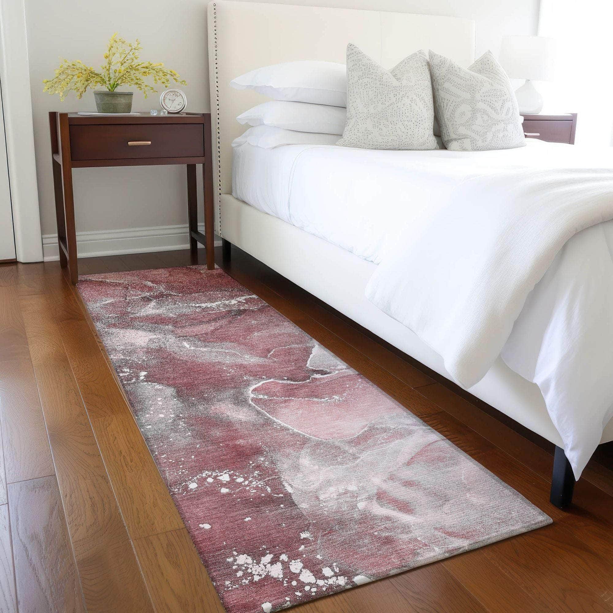 Machine Made ACN518 Merlot Red Rugs