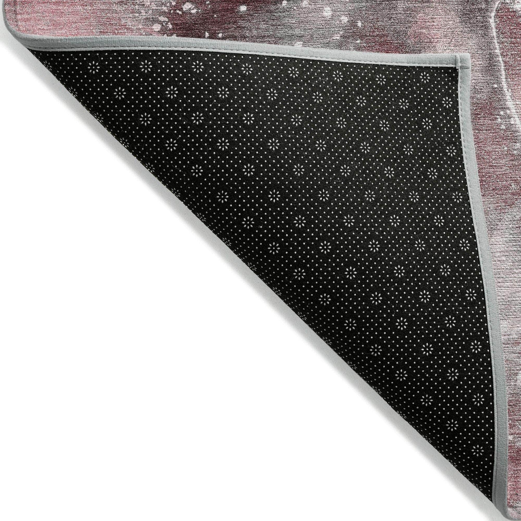 Machine Made ACN518 Merlot Red Rugs