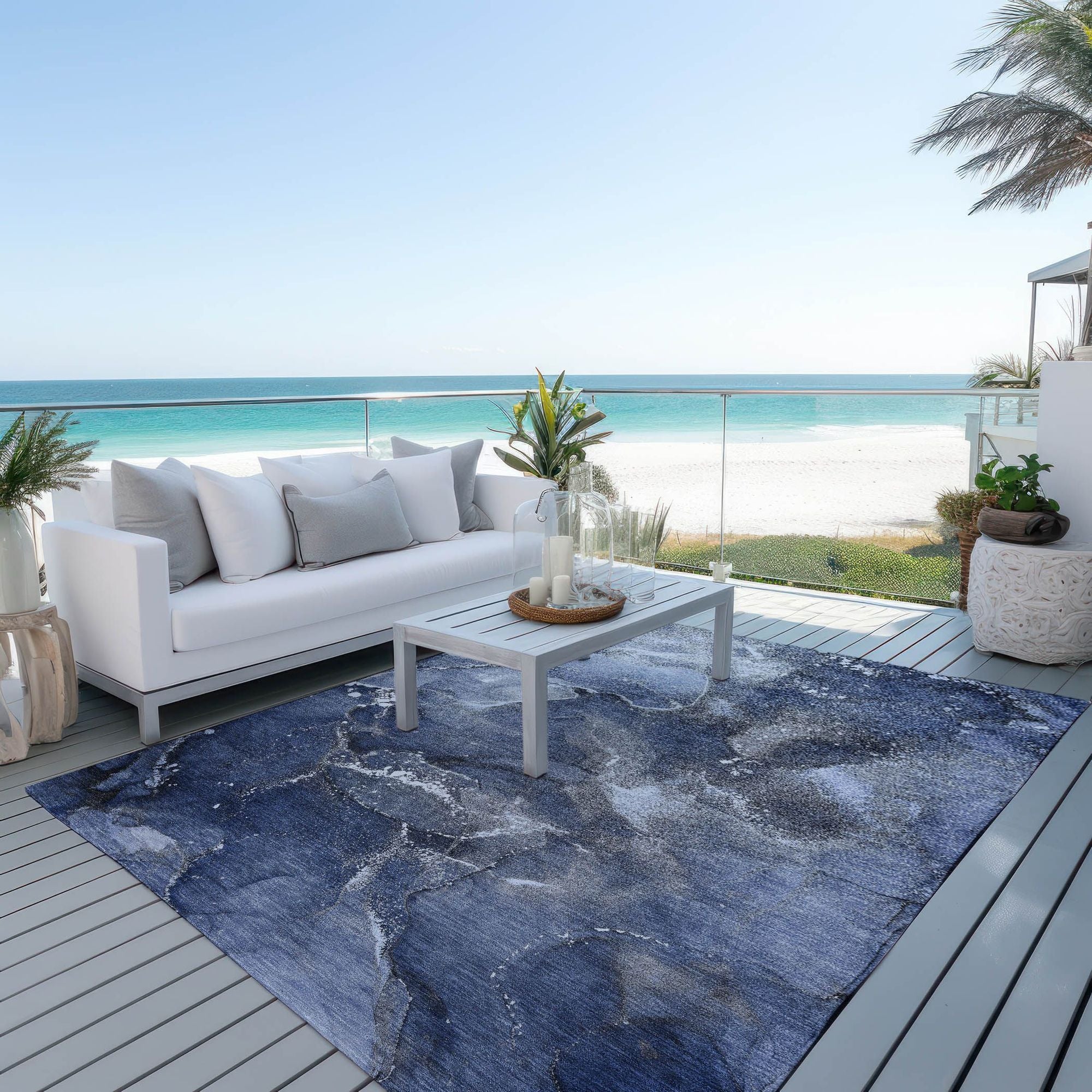 Machine Made ACN518 Navy Blue Rugs