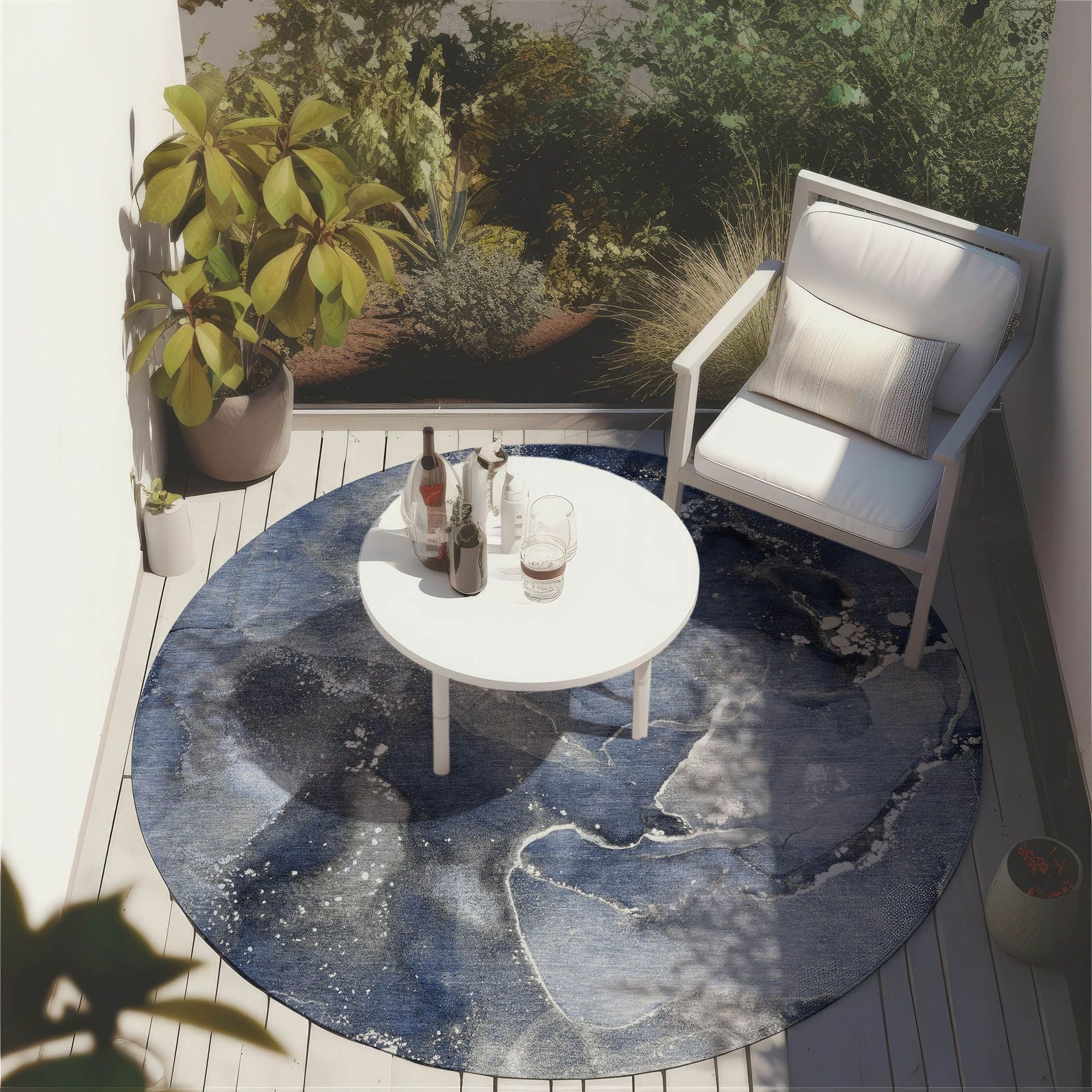 Machine Made ACN518 Navy Blue Rugs