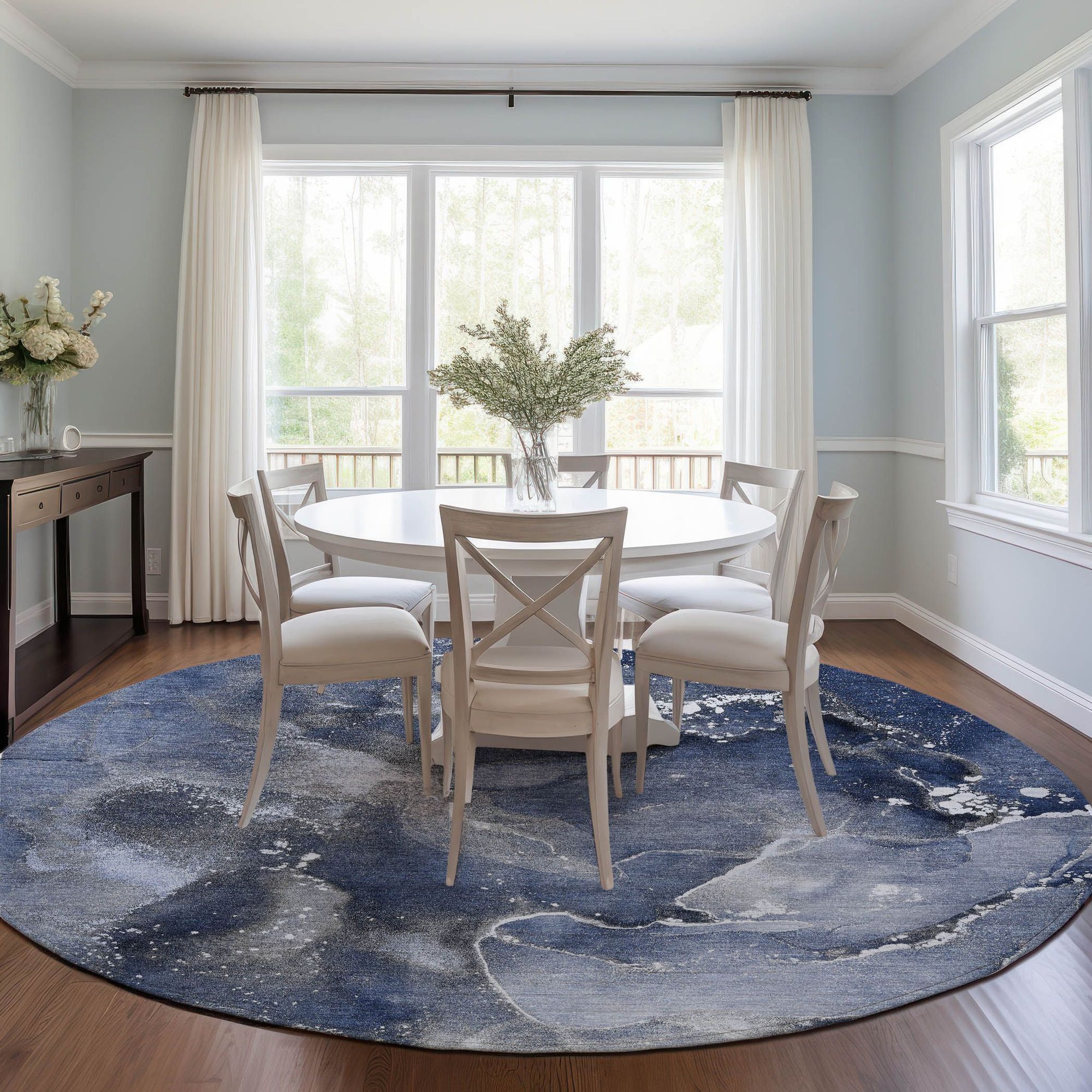 Machine Made ACN518 Navy Blue Rugs