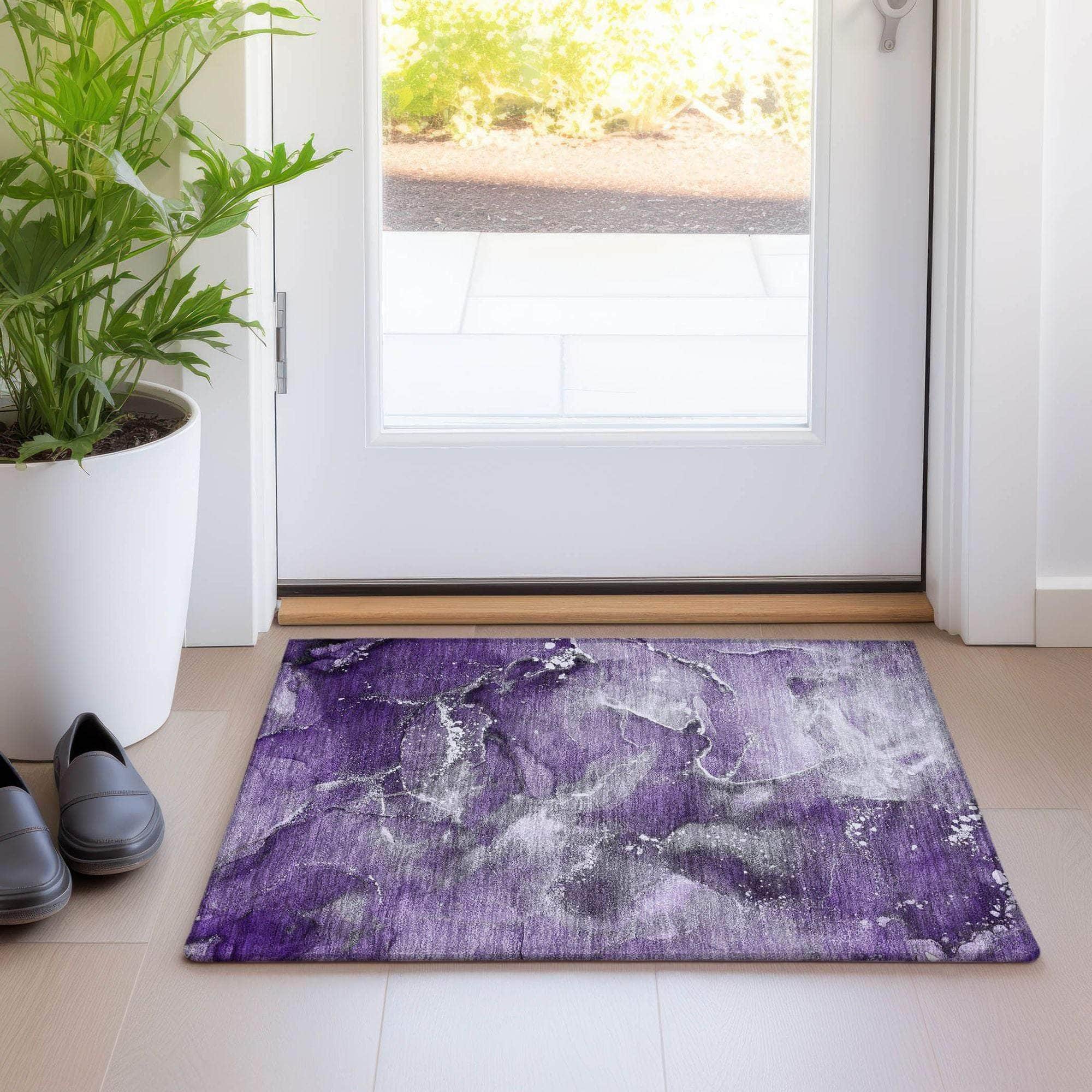 Machine Made ACN518 Purple Rugs