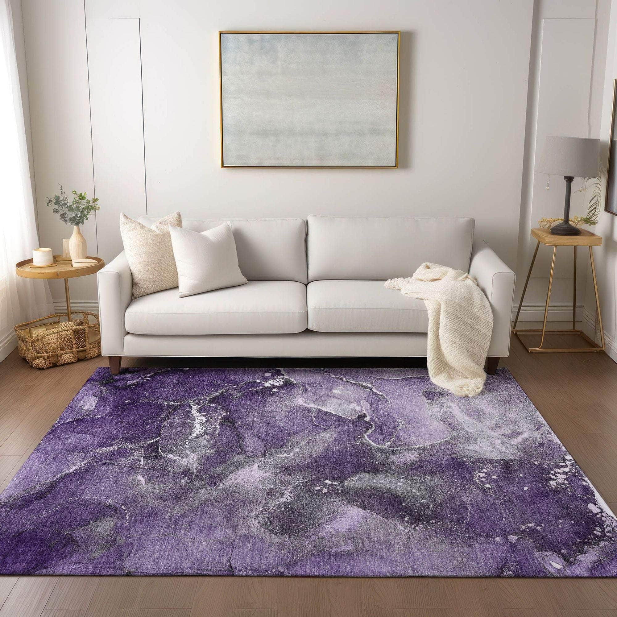Machine Made ACN518 Purple Rugs