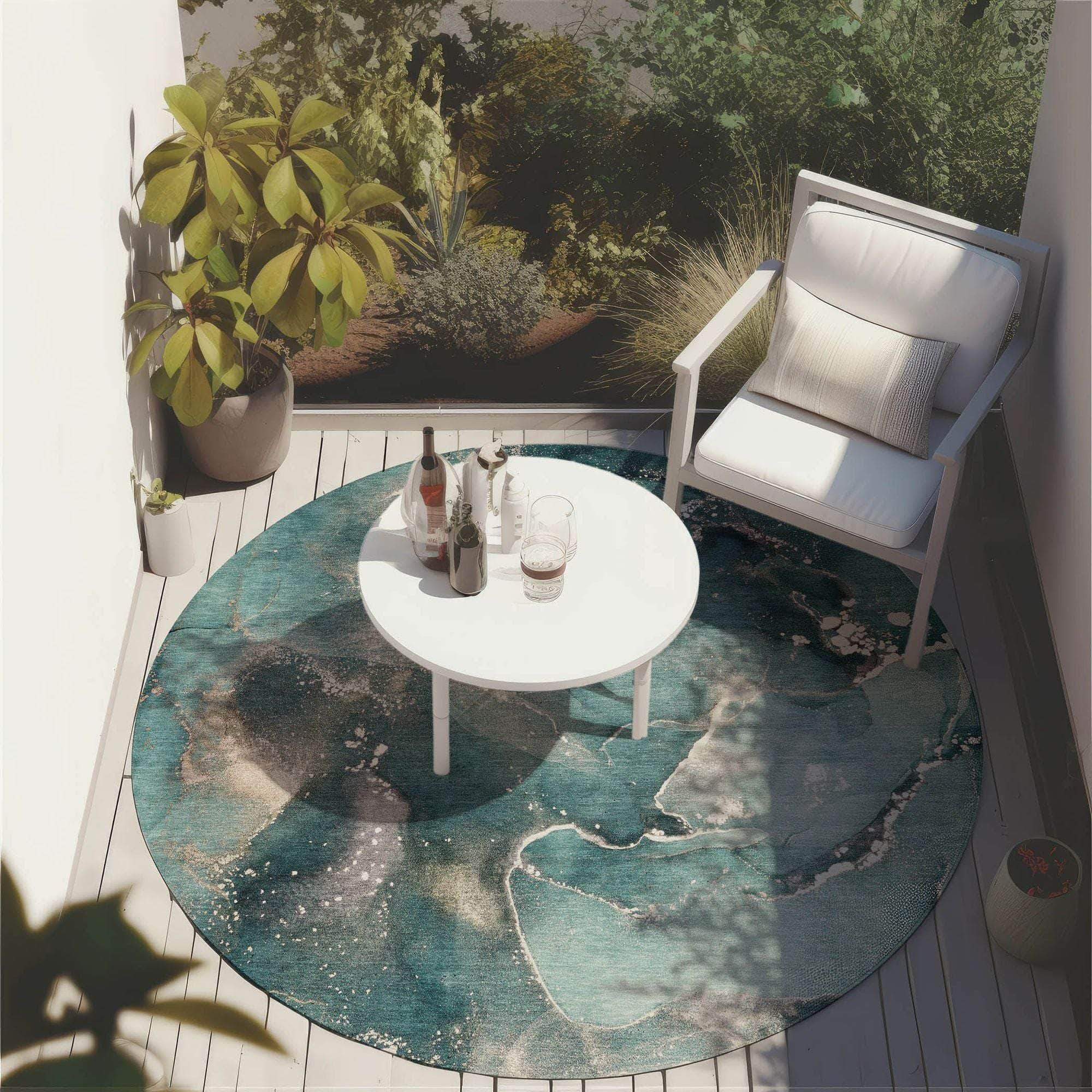Machine Made ACN518 Teal Rugs