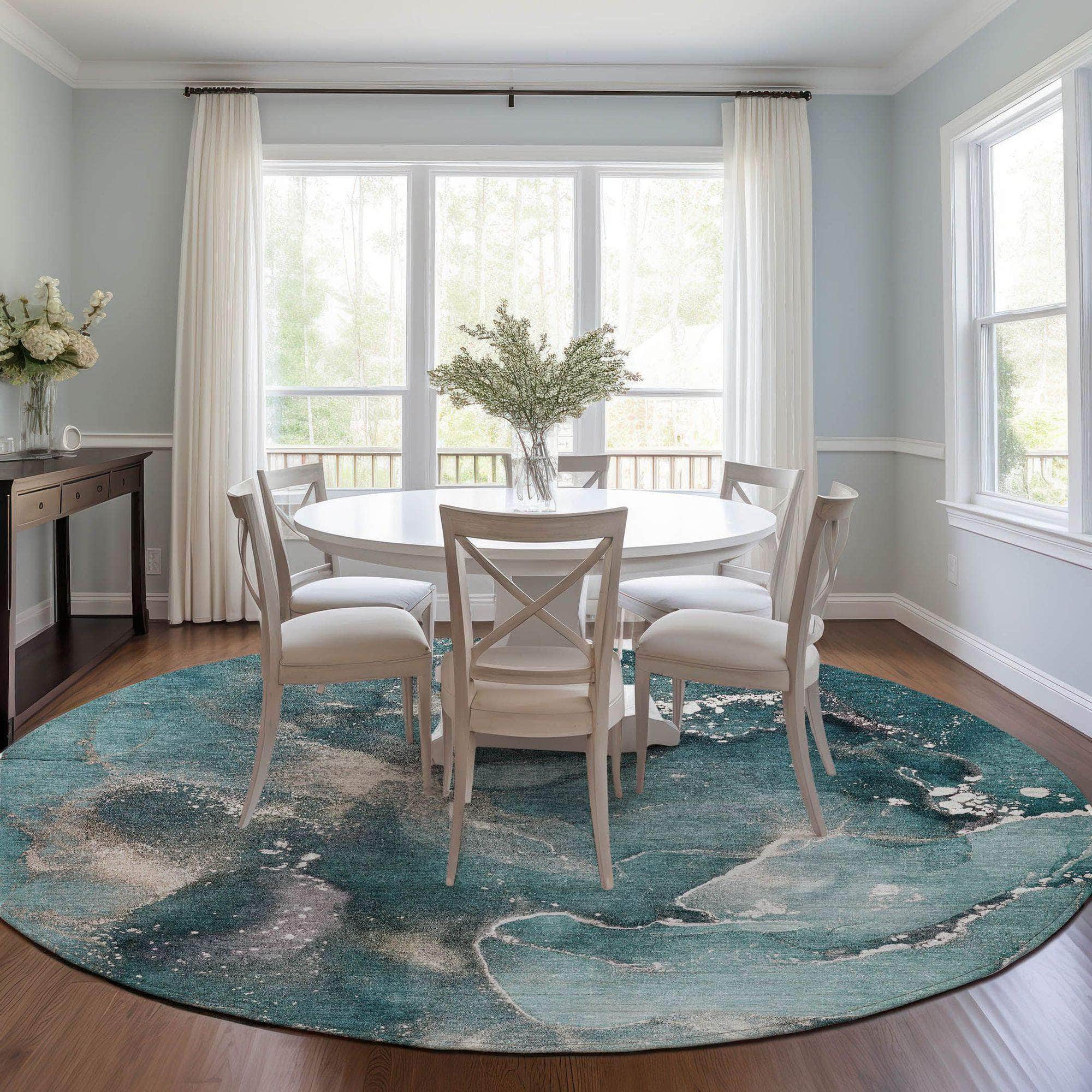 Machine Made ACN518 Teal Rugs