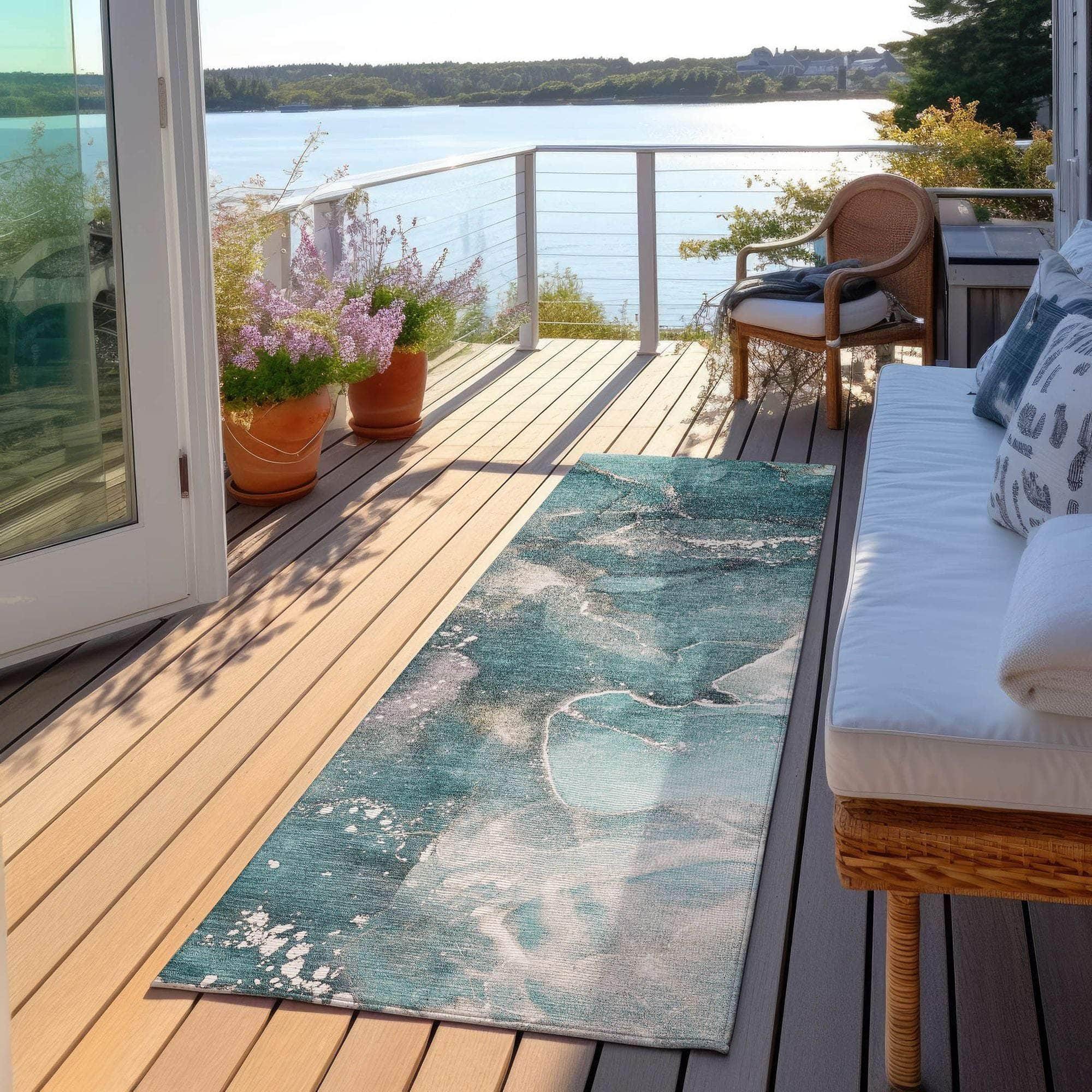 Machine Made ACN518 Teal Rugs