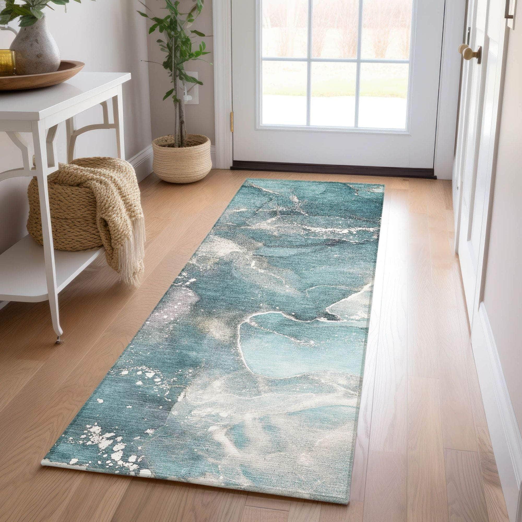 Machine Made ACN518 Teal Rugs