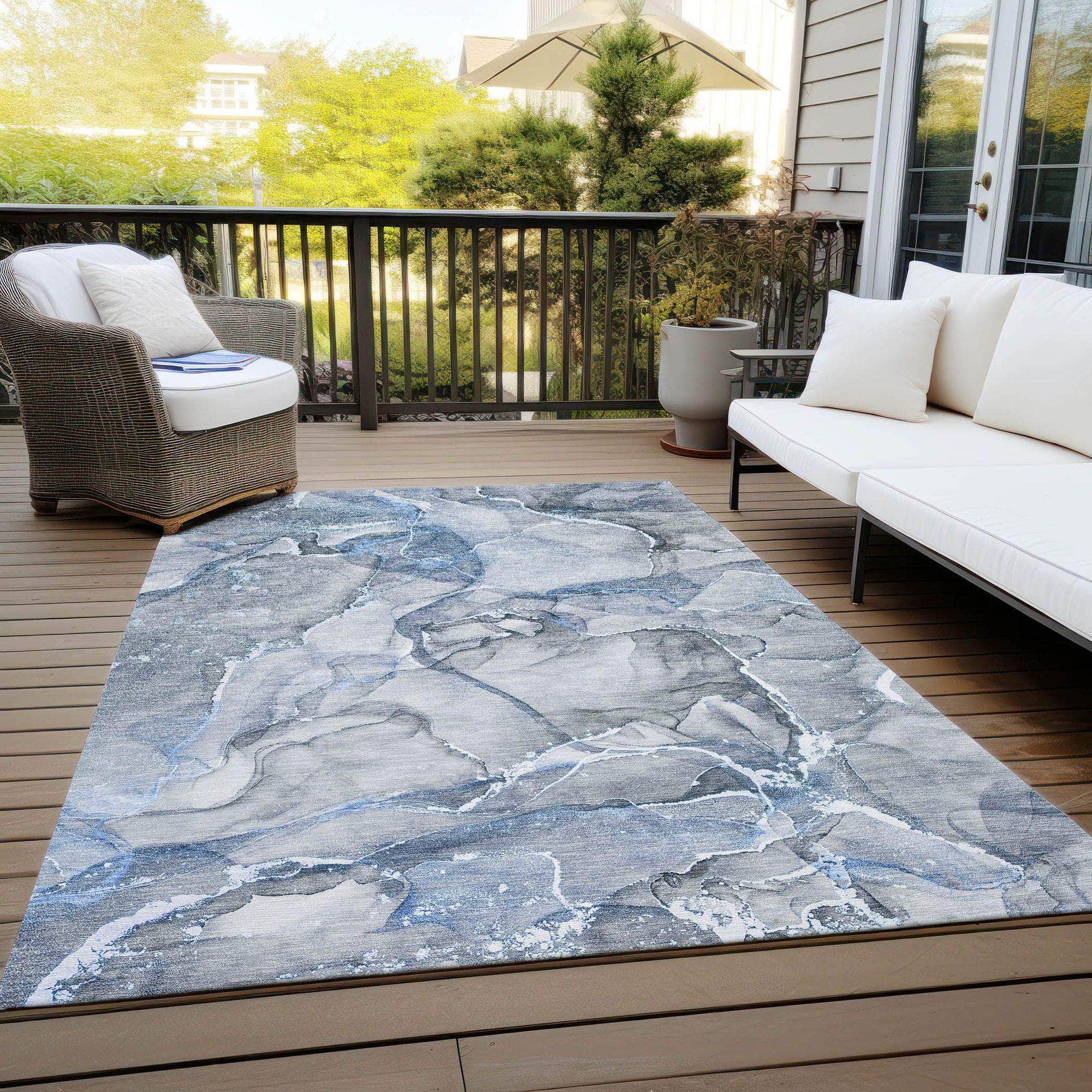 Machine Made ACN519 Blue Rugs
