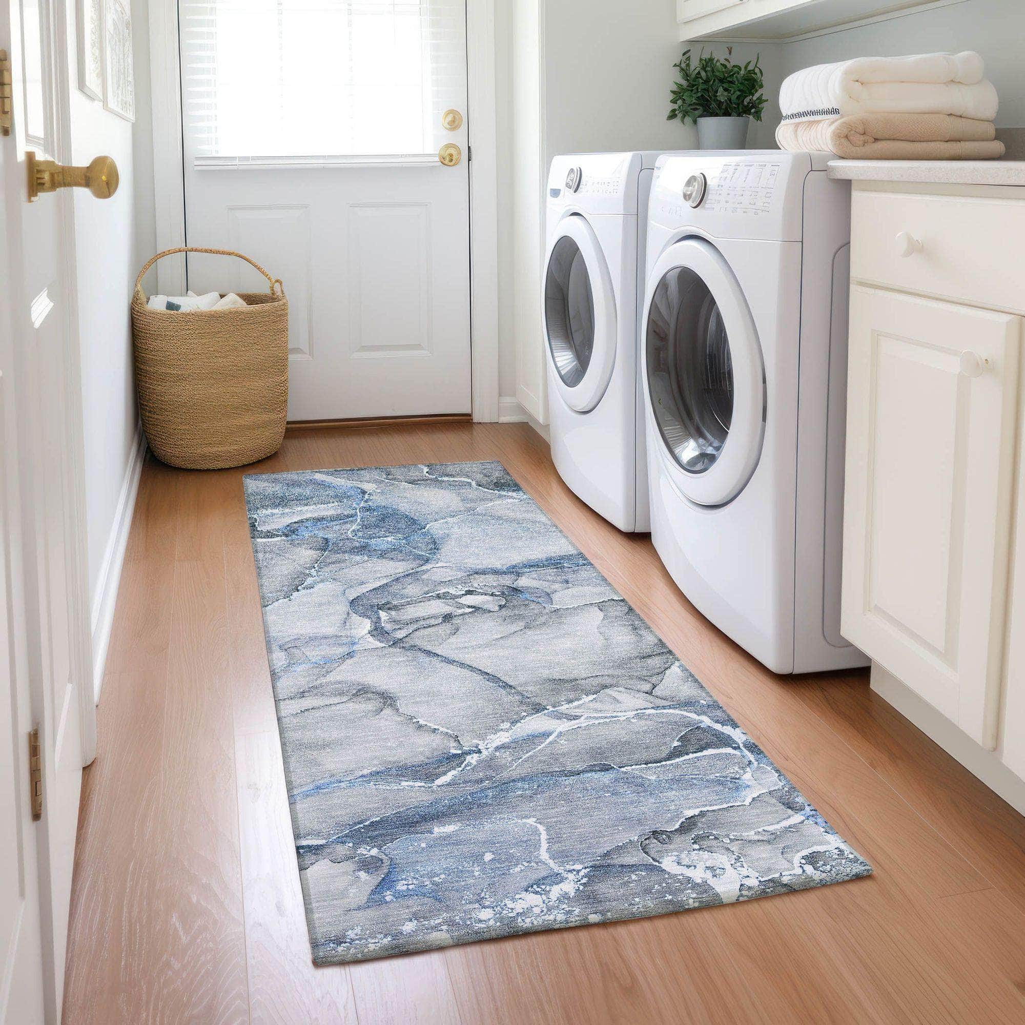 Machine Made ACN519 Blue Rugs