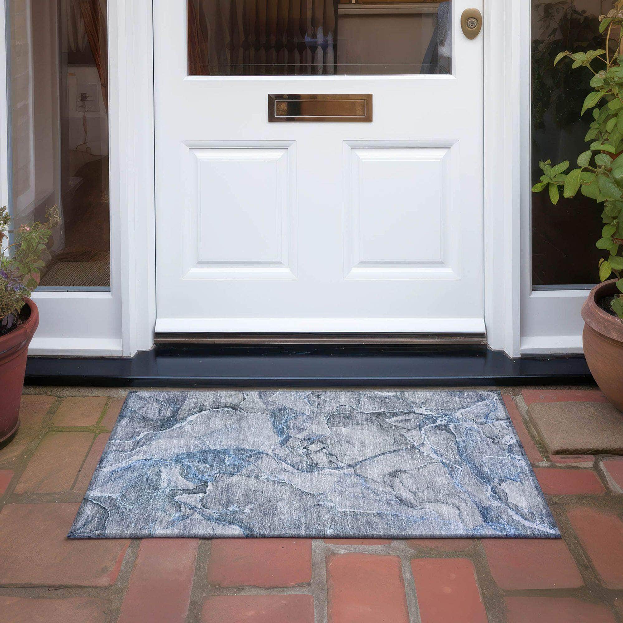 Machine Made ACN519 Blue Rugs