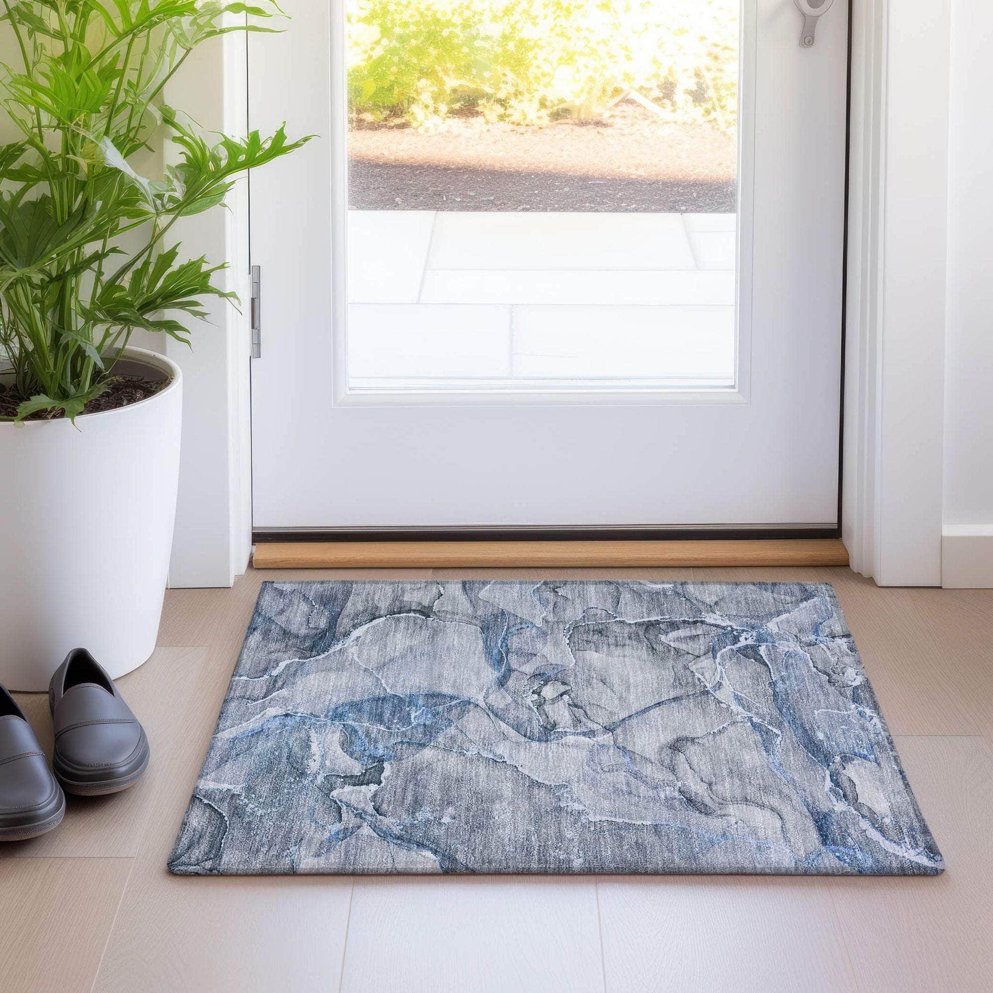 Machine Made ACN519 Blue Rugs