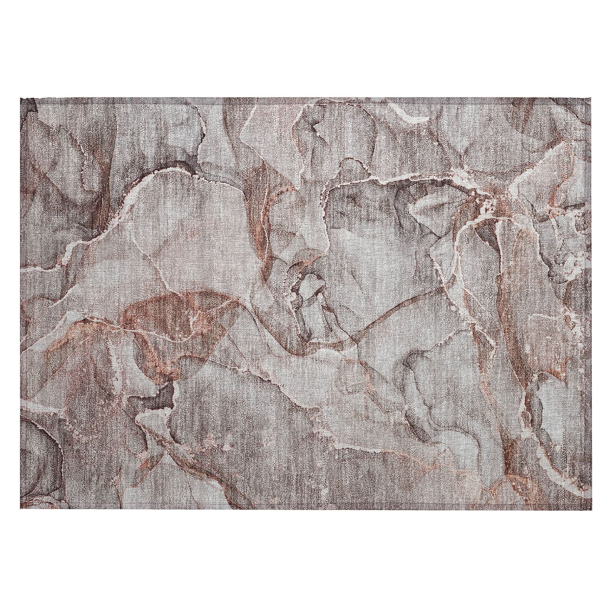 Machine Washable Gray Rug - Indoor / Outdoor - Kids / Pet Friendly Watercolors Print Rug