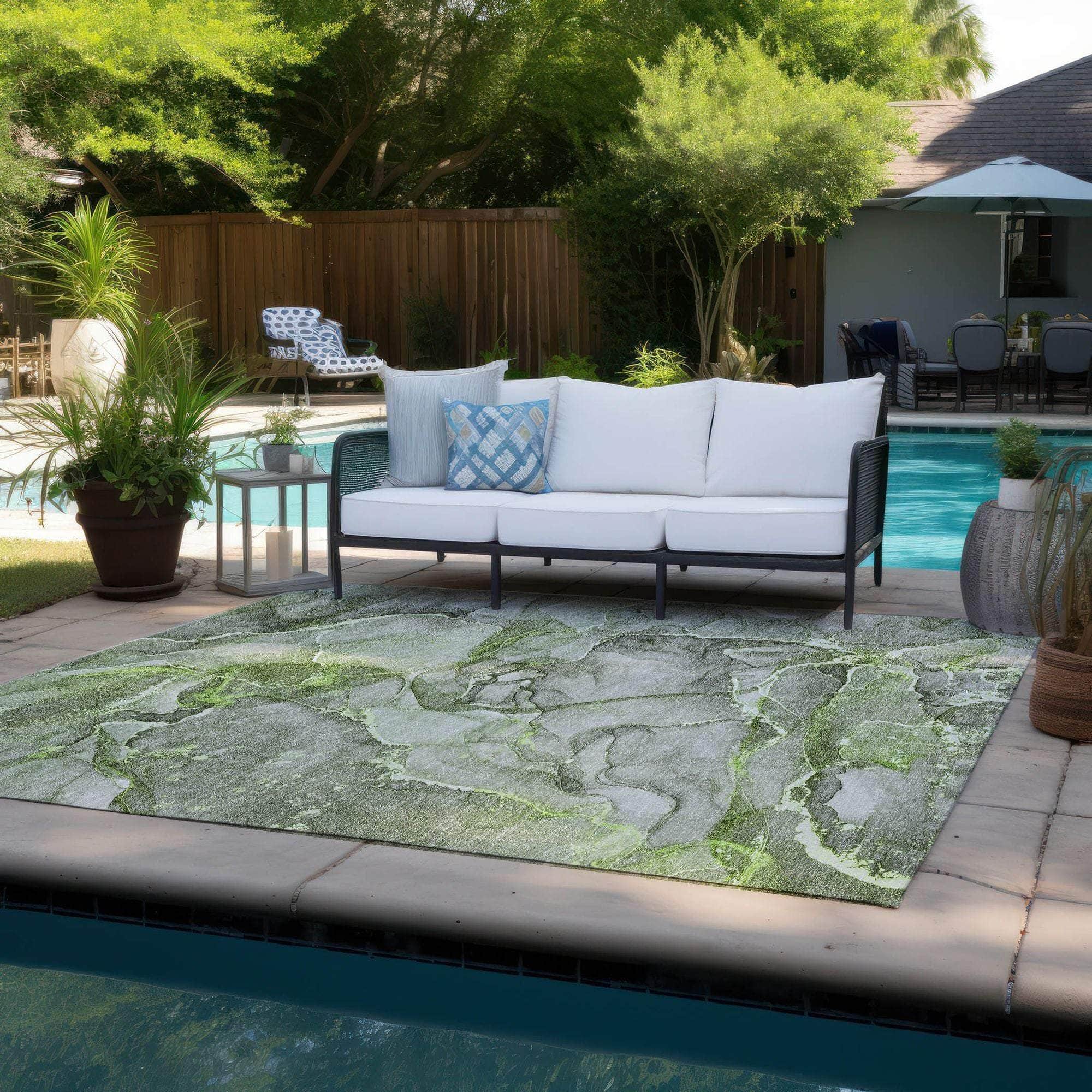 Machine Made ACN519 Green Rugs