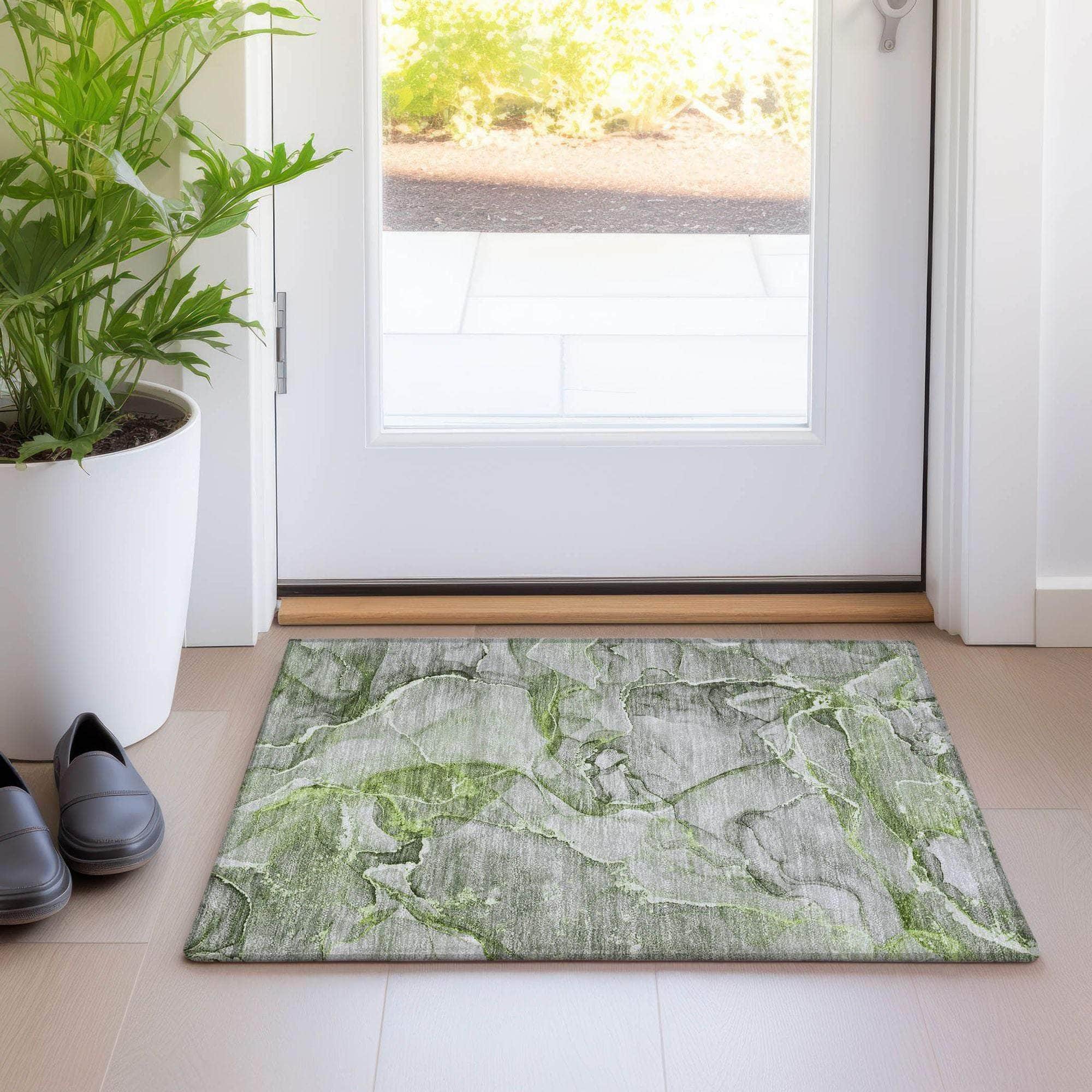 Machine Made ACN519 Green Rugs