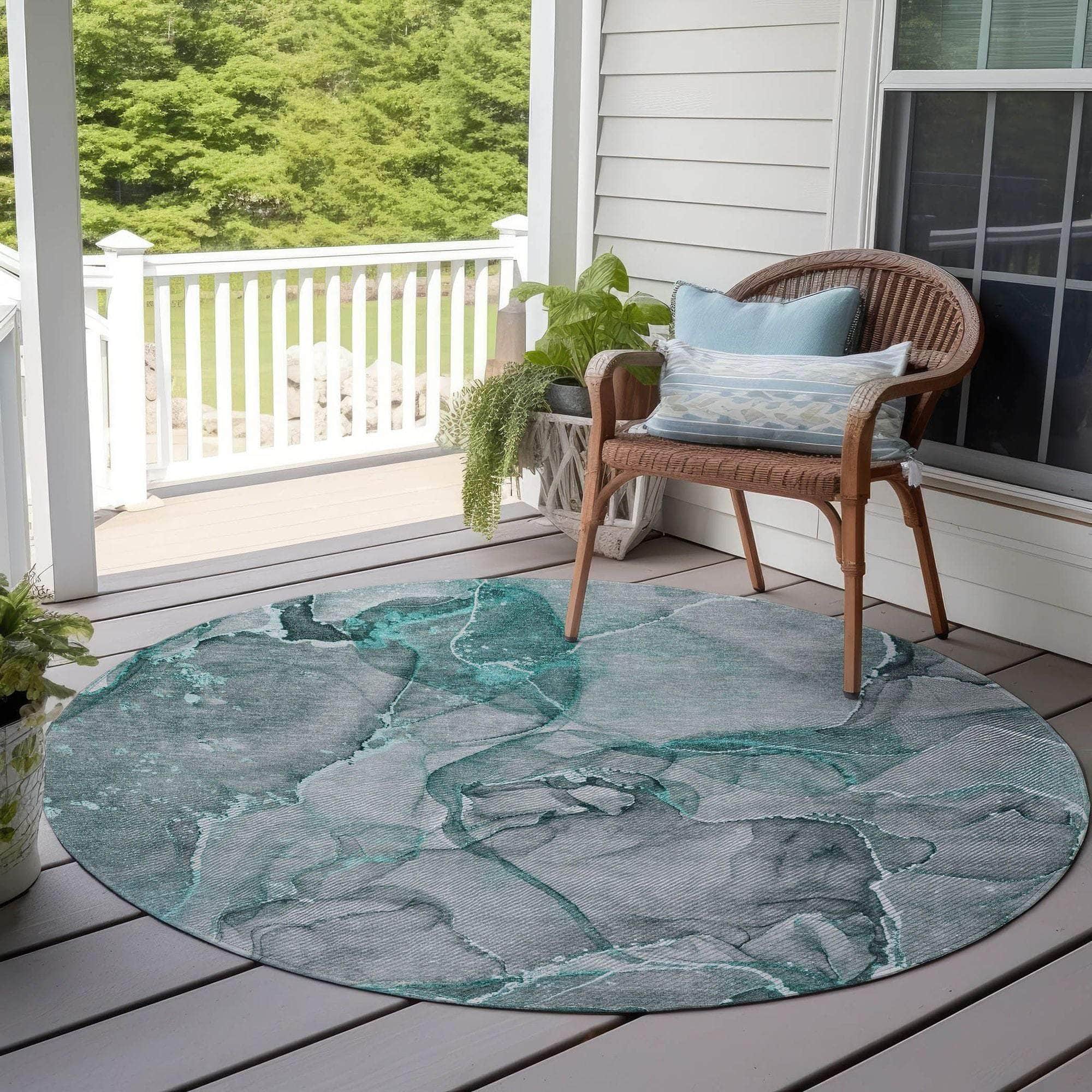 Machine Made ACN519 Teal Rugs