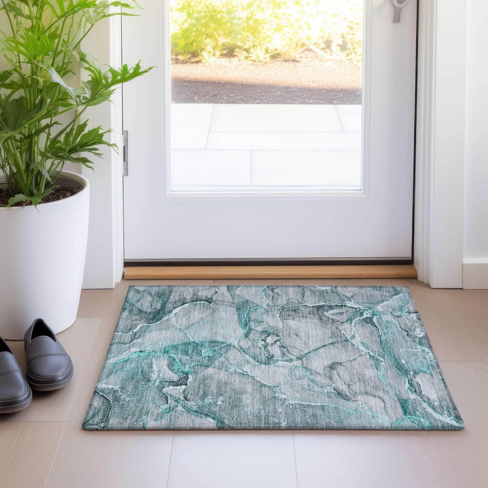 Machine Made ACN519 Teal Rugs