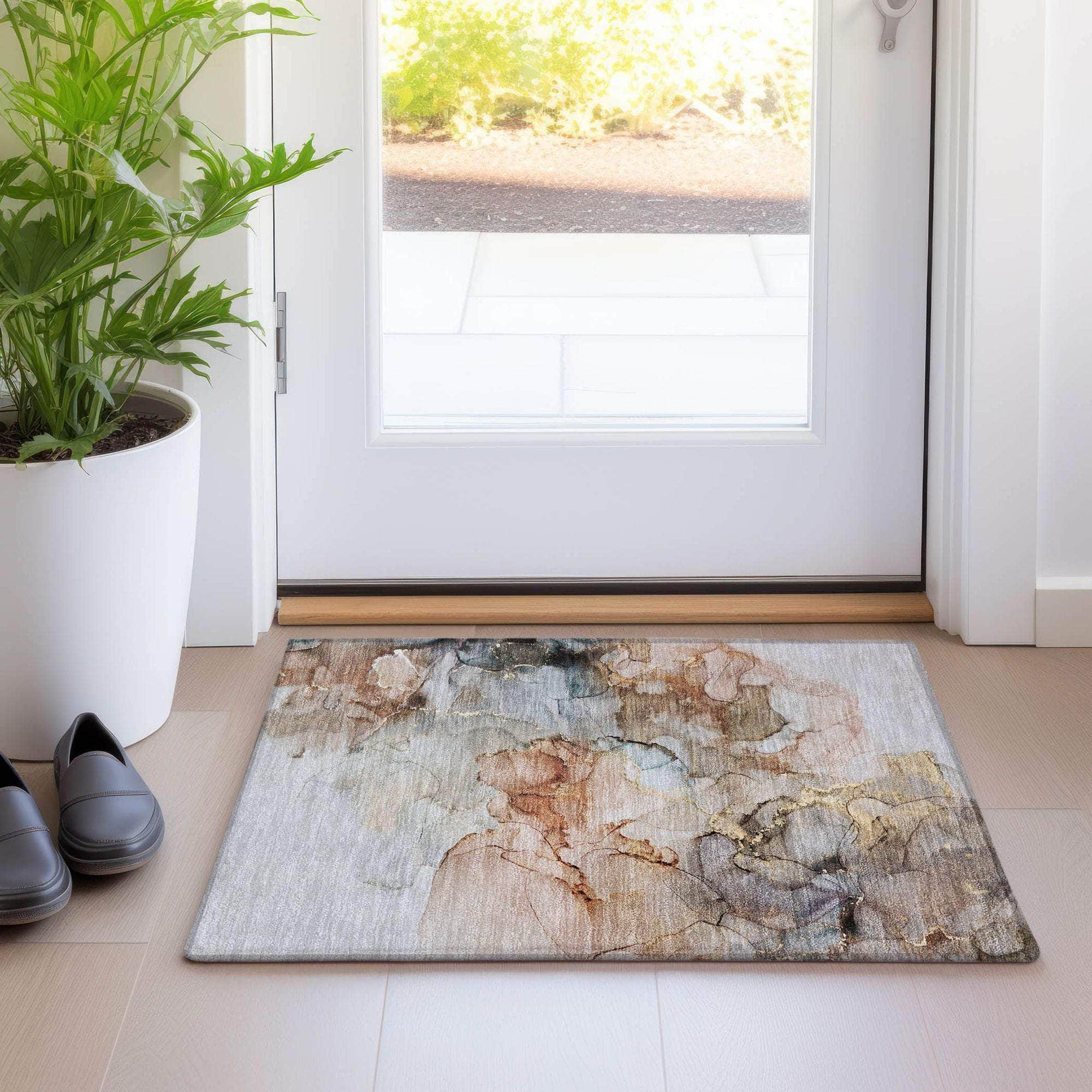 Machine Made ACN520 Beige Brown Rugs