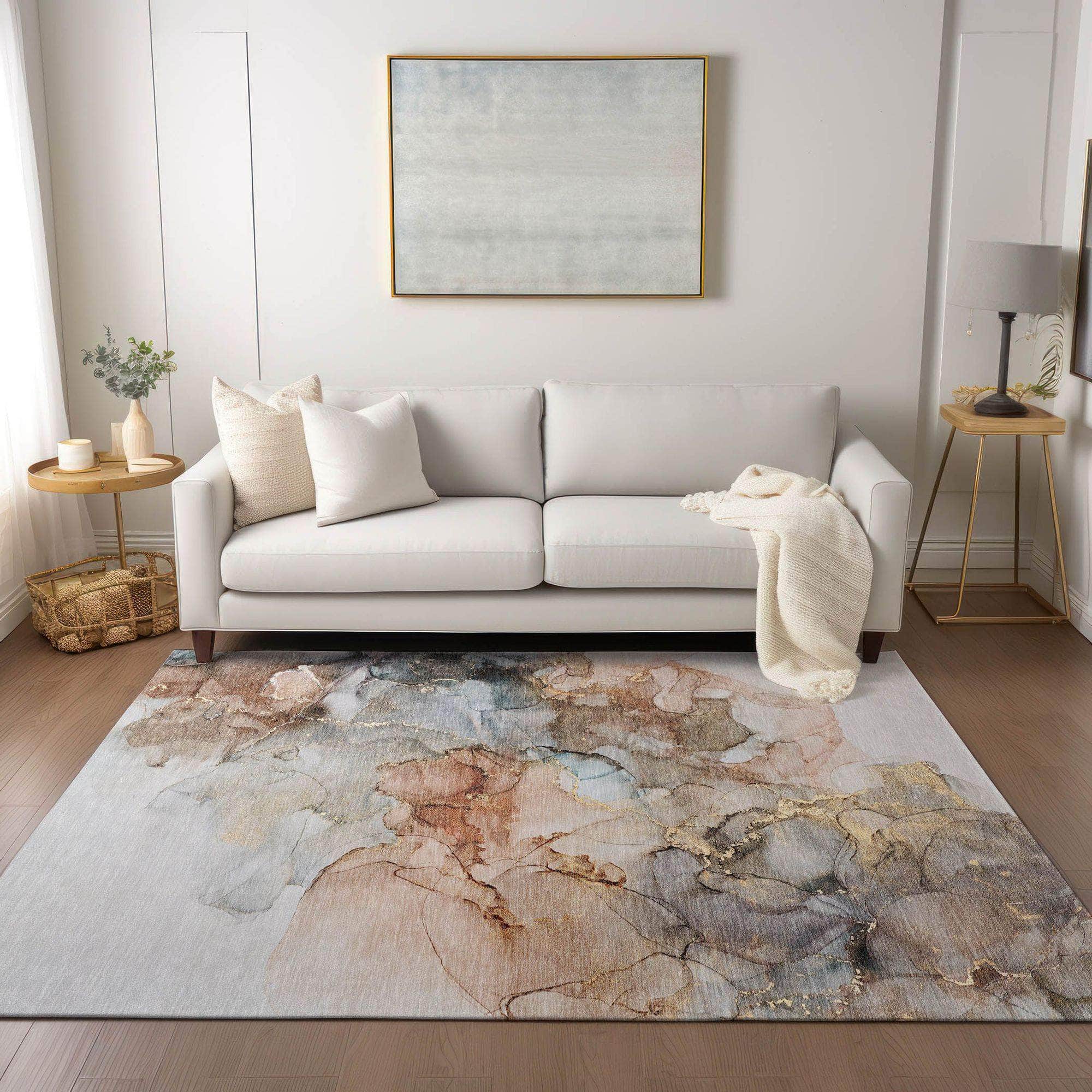 Machine Made ACN520 Beige Brown Rugs