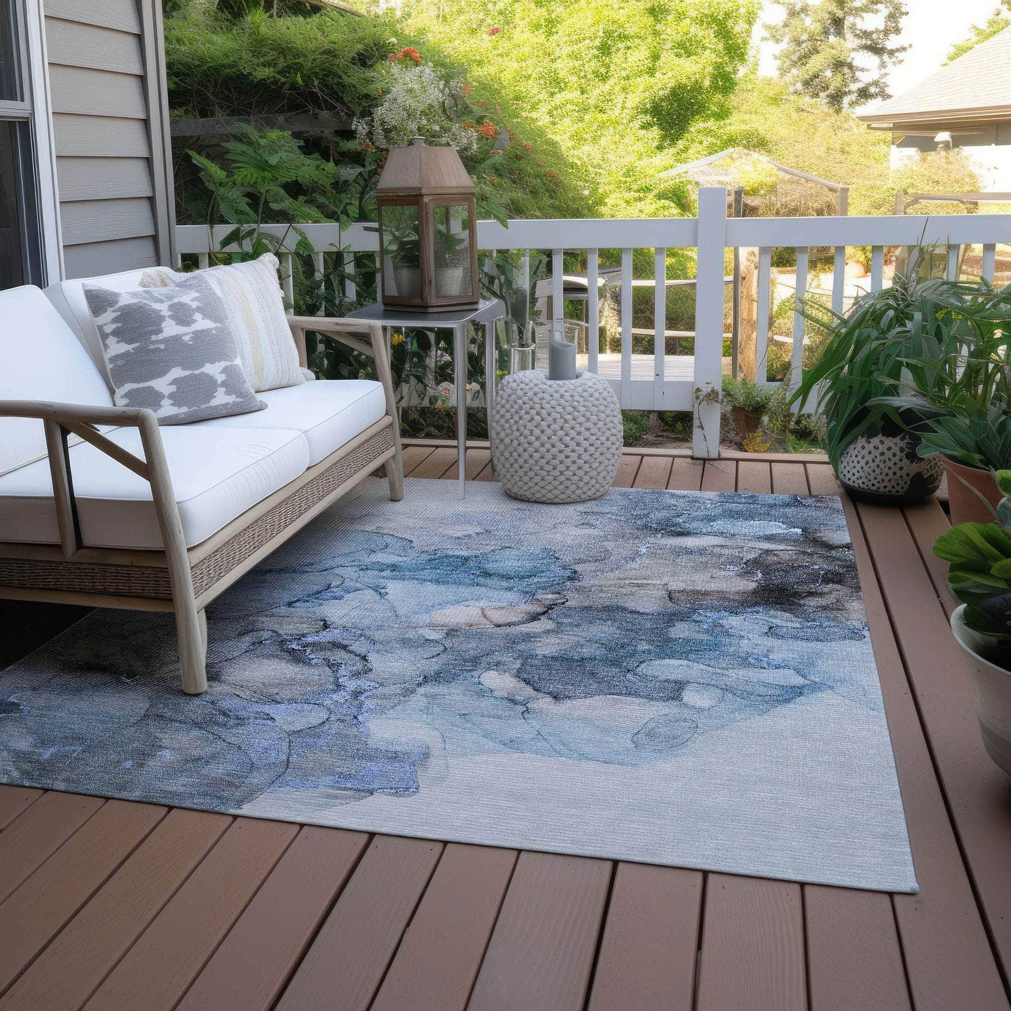 Machine Made ACN520 Blue Rugs