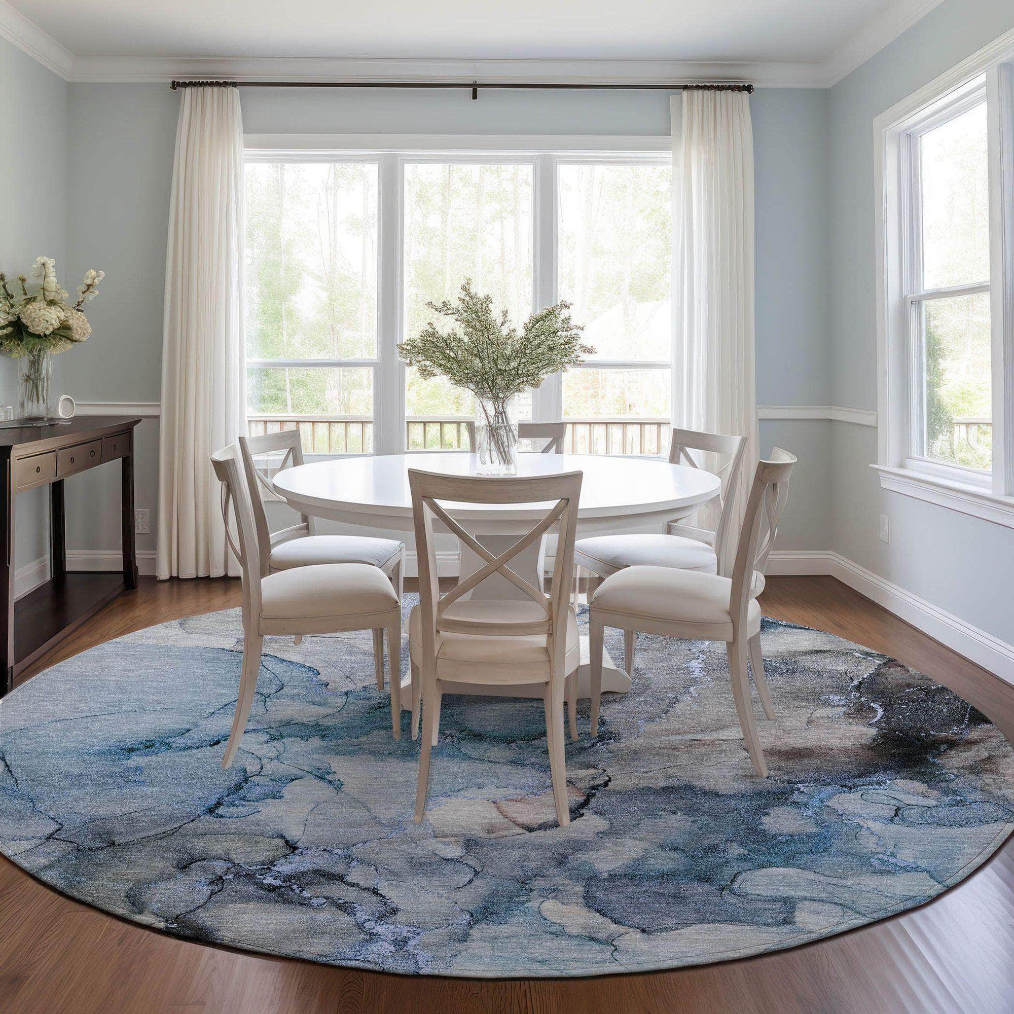 Machine Made ACN520 Blue Rugs