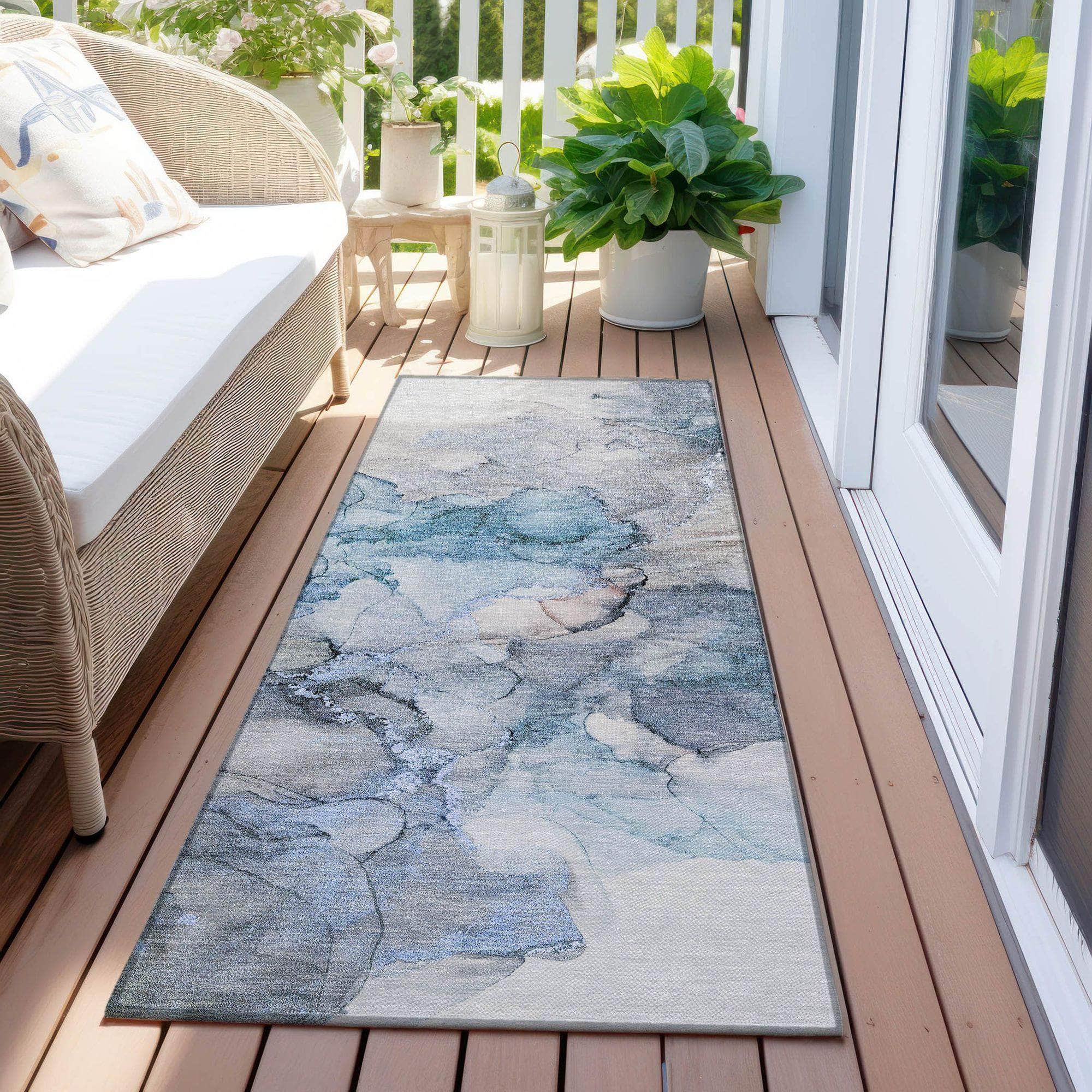 Machine Made ACN520 Blue Rugs