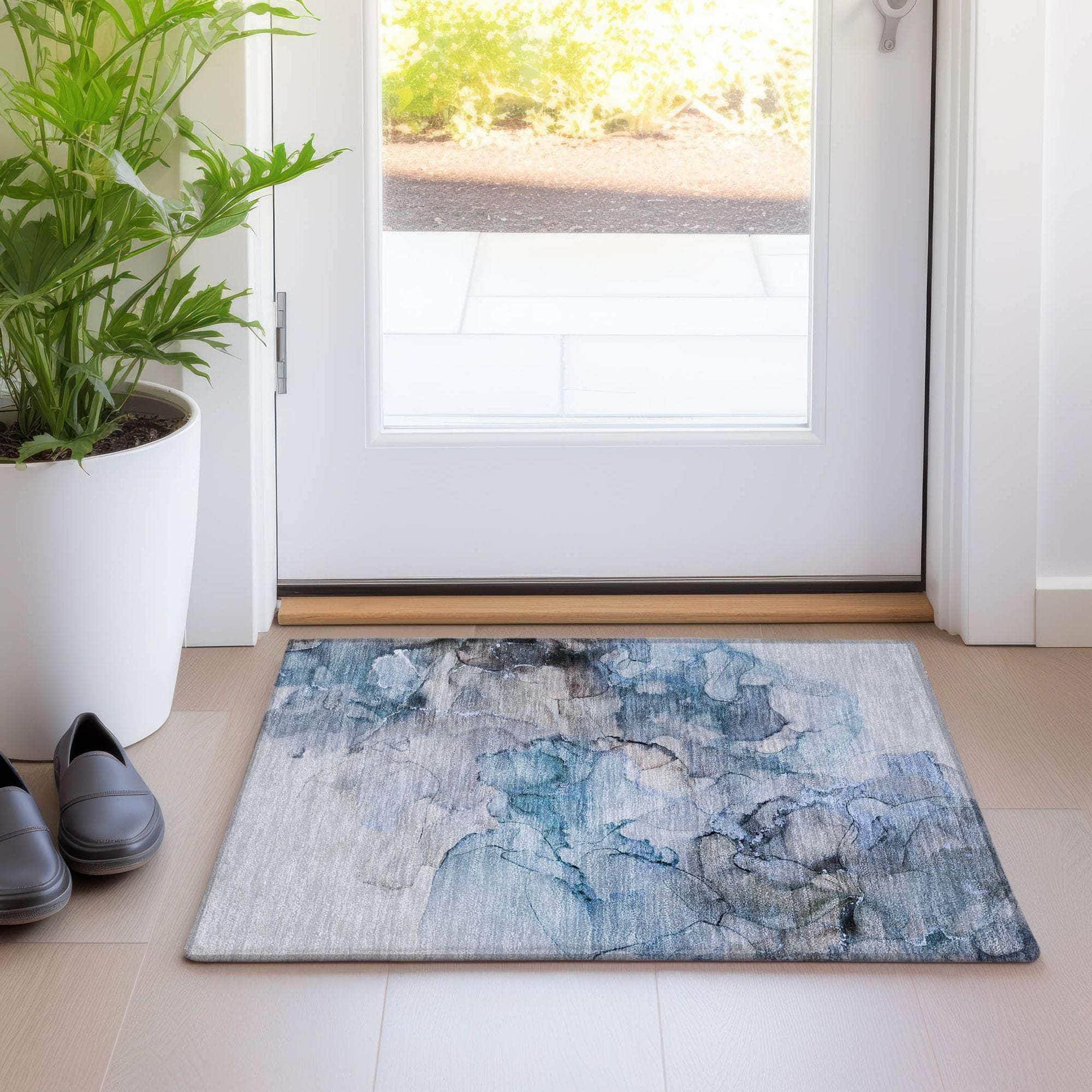 Machine Made ACN520 Blue Rugs