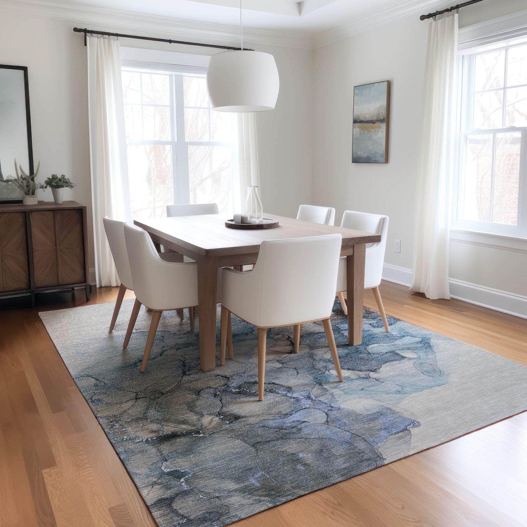 Machine Made ACN520 Blue Rugs