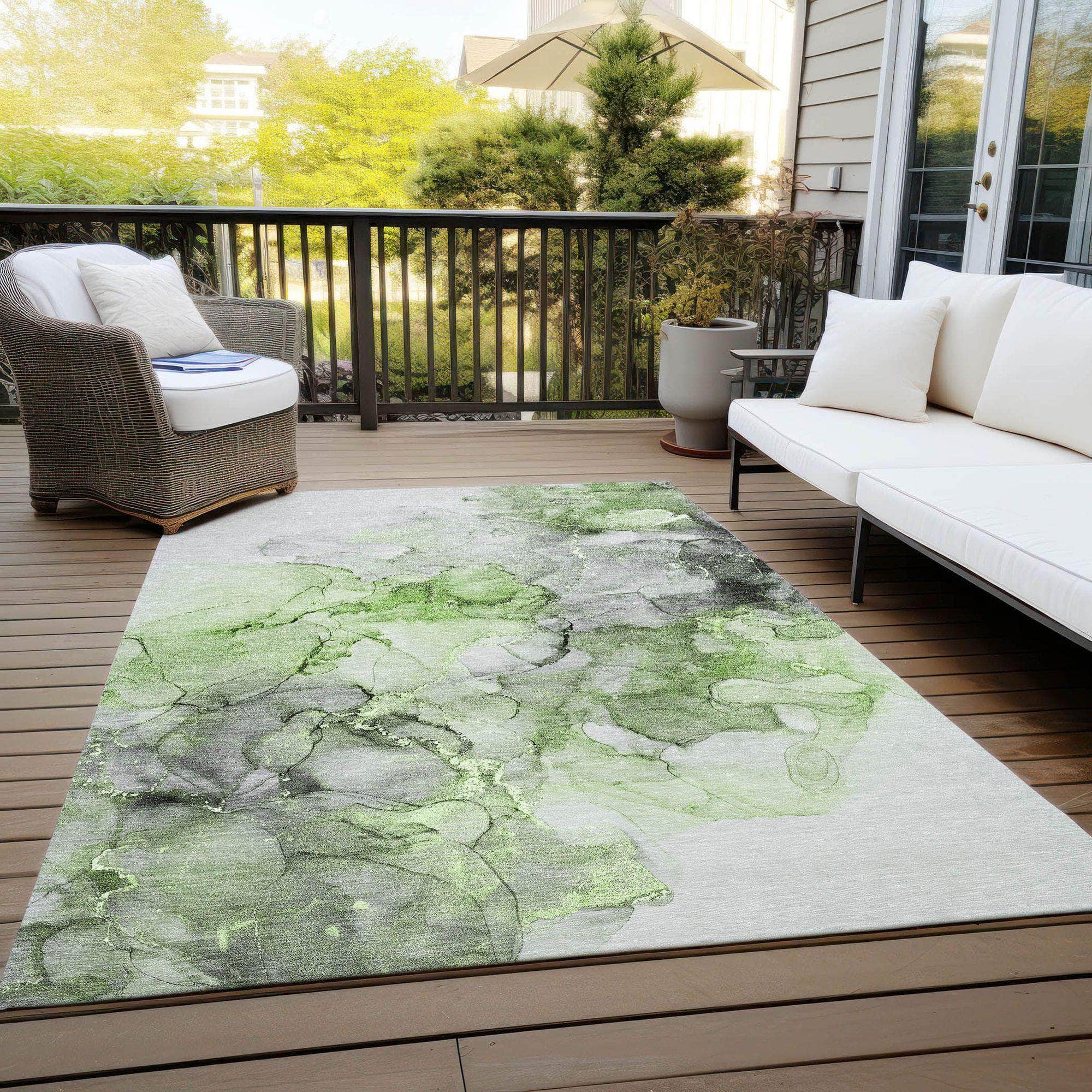 Machine Made ACN520 Green Rugs
