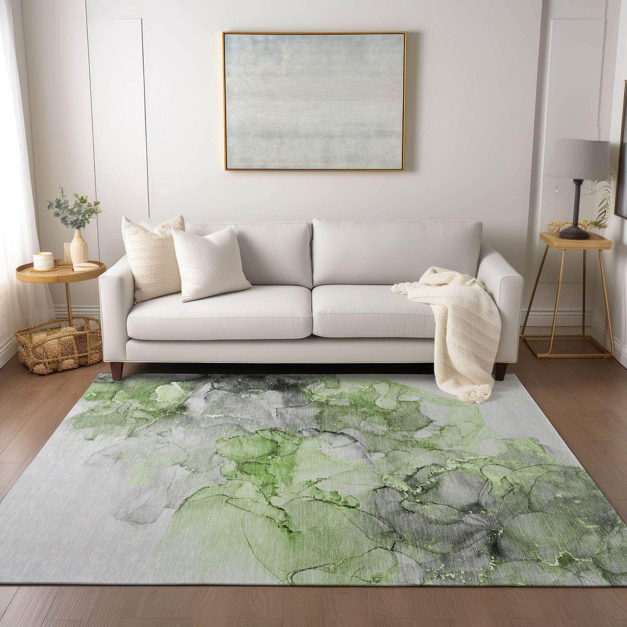 Machine Made ACN520 Green Rugs