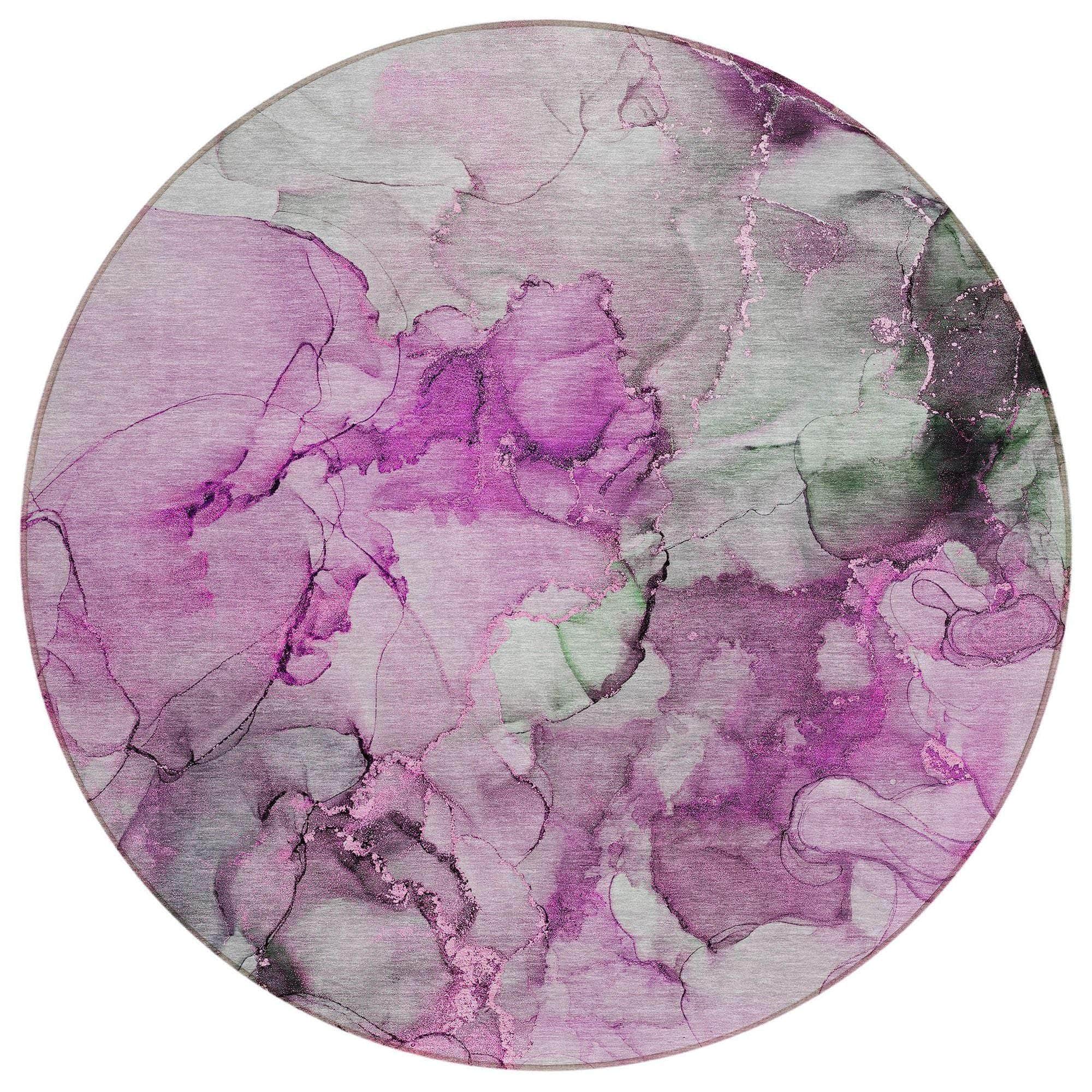 Machine Washable Pink Rug - Indoor / Outdoor - Kids / Pet Friendly Watercolors Print Rug