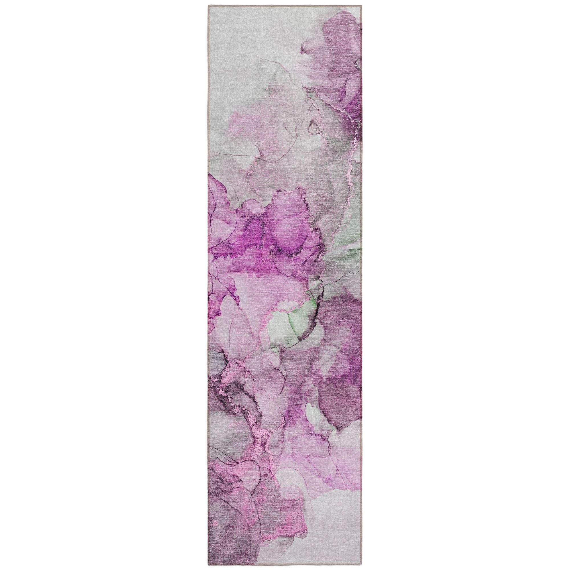 Machine Washable Pink Rug - Indoor / Outdoor - Kids / Pet Friendly Watercolors Print Rug