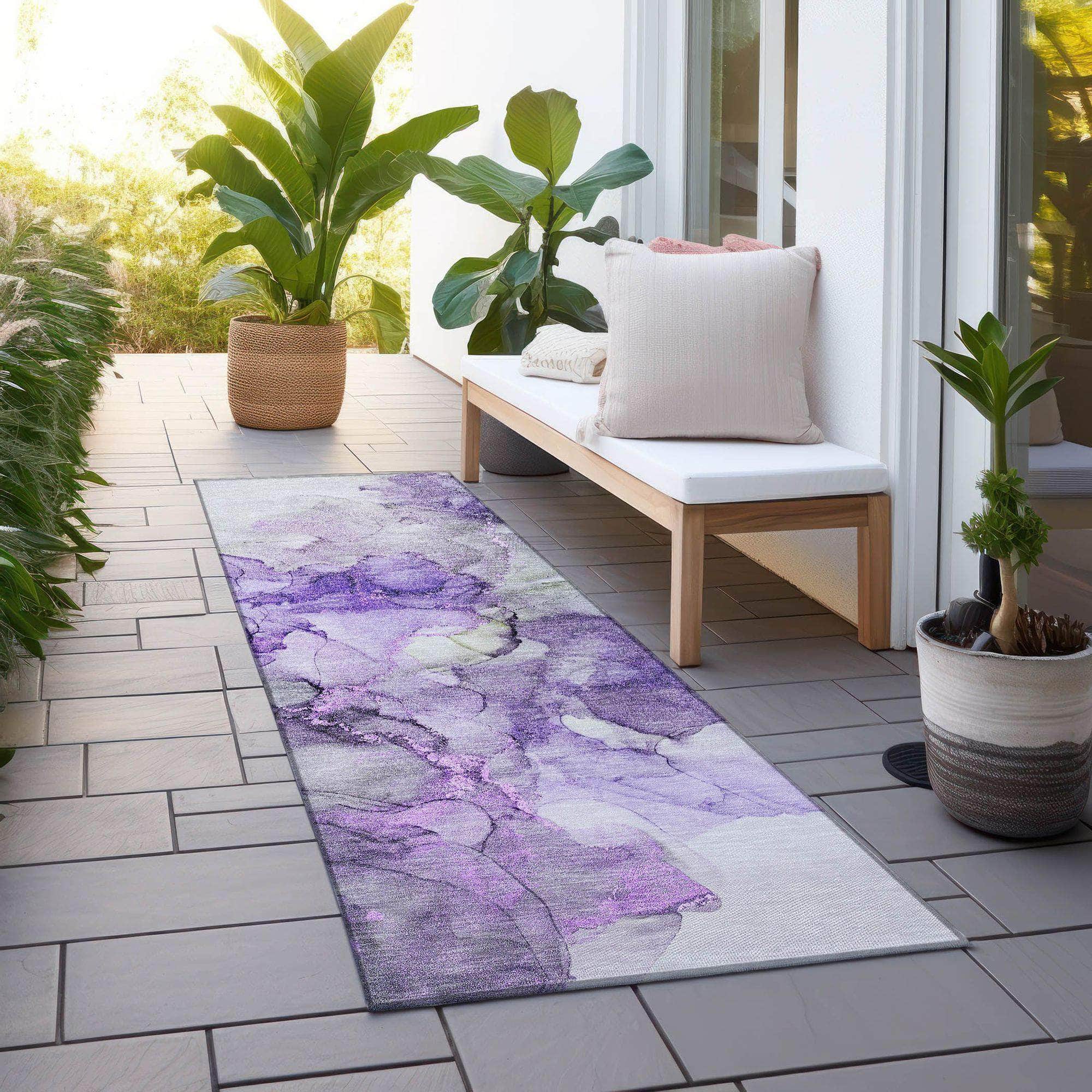 Machine Made ACN520 Purple Rugs