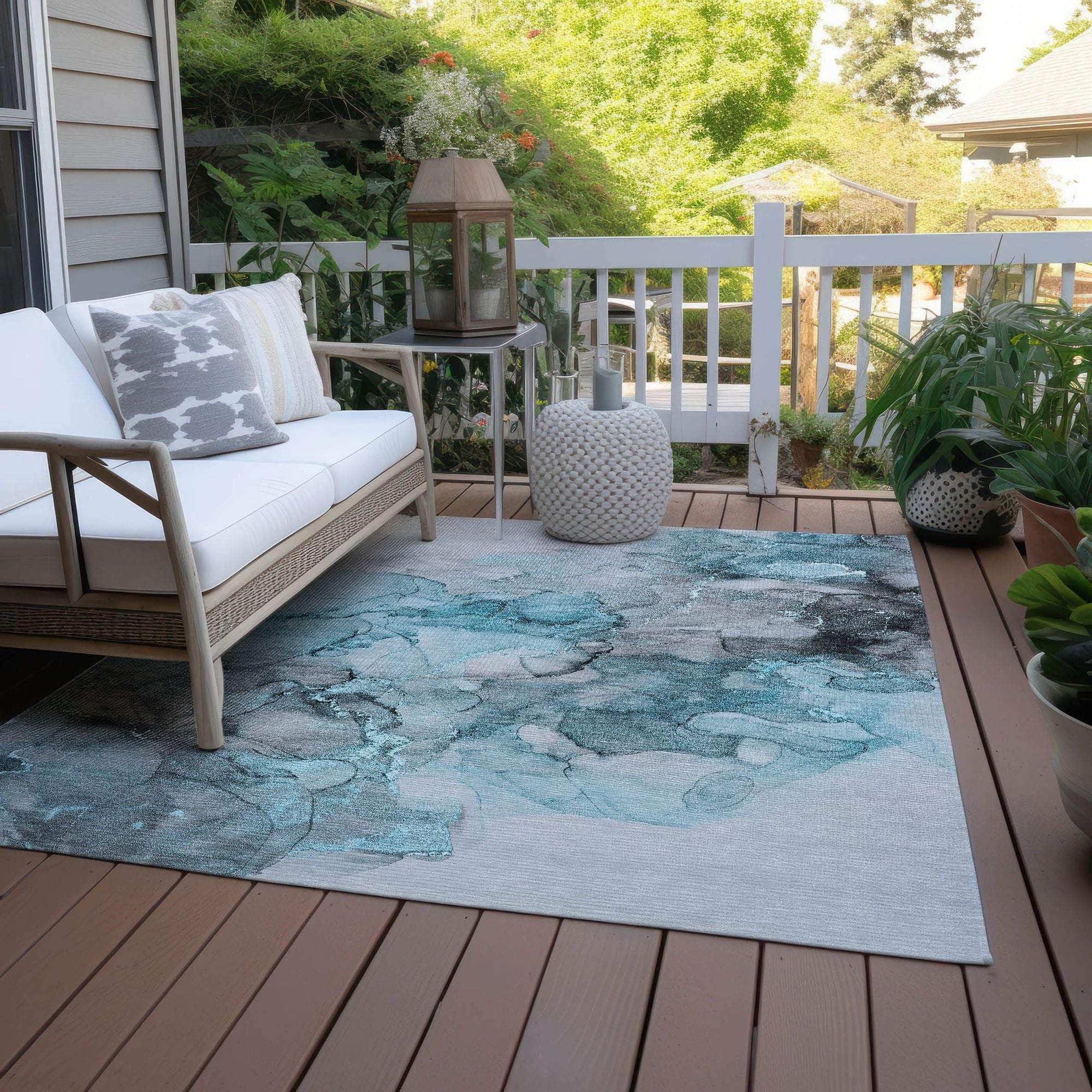 Machine Made ACN520 Teal Rugs