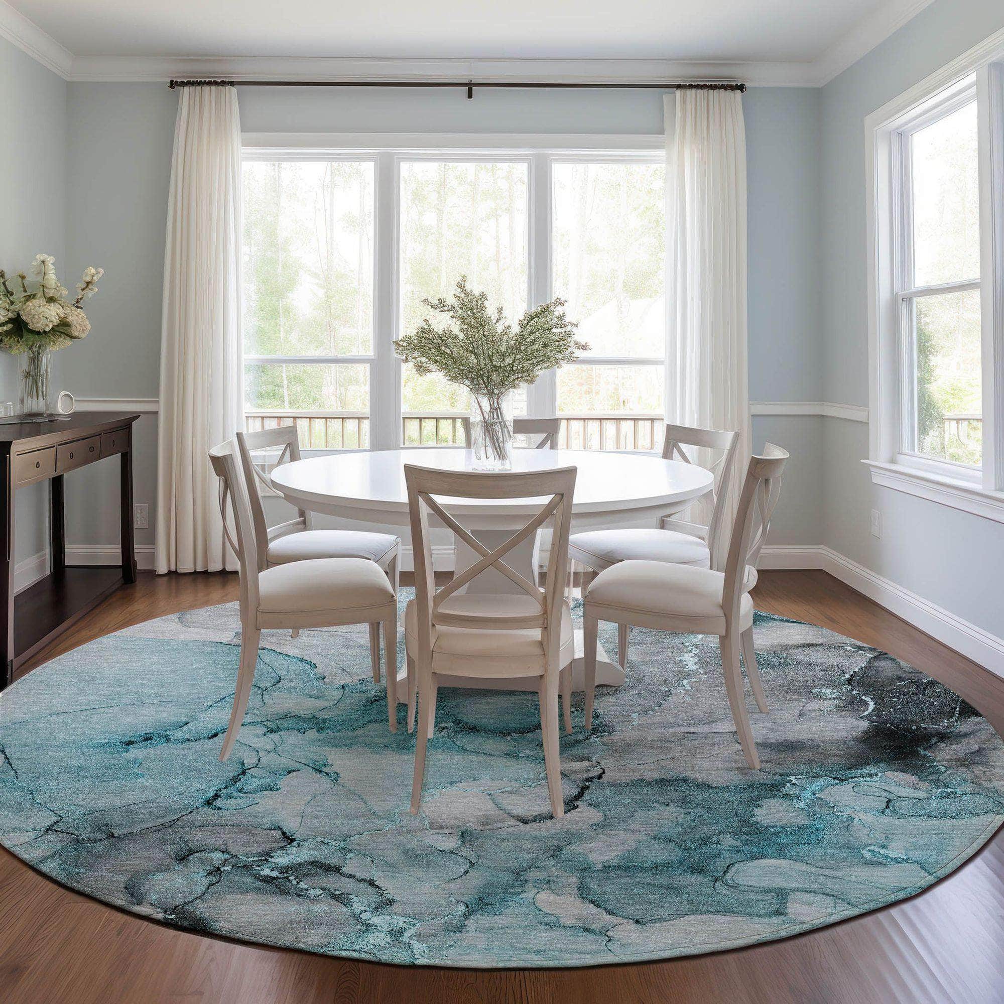Machine Made ACN520 Teal Rugs