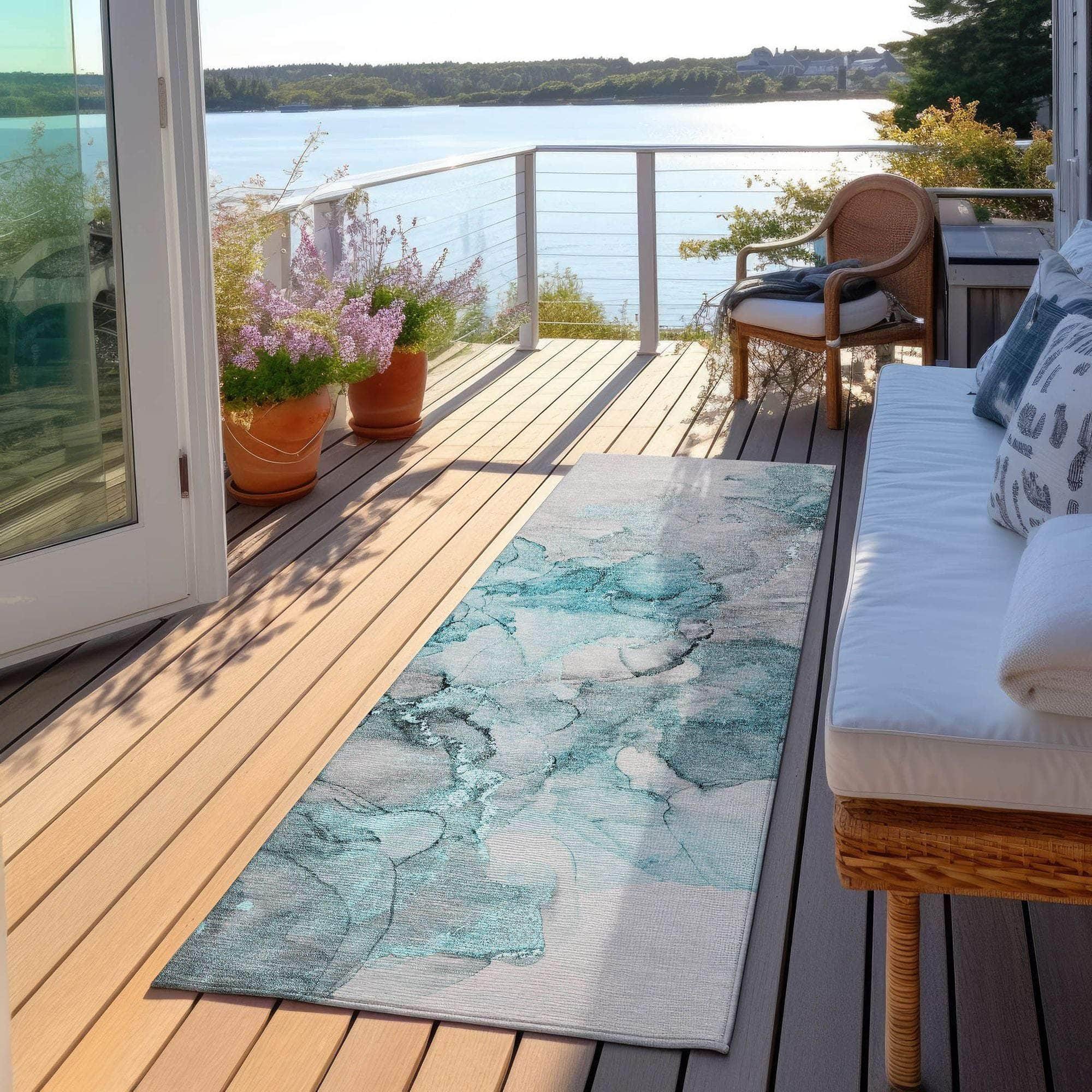 Machine Made ACN520 Teal Rugs