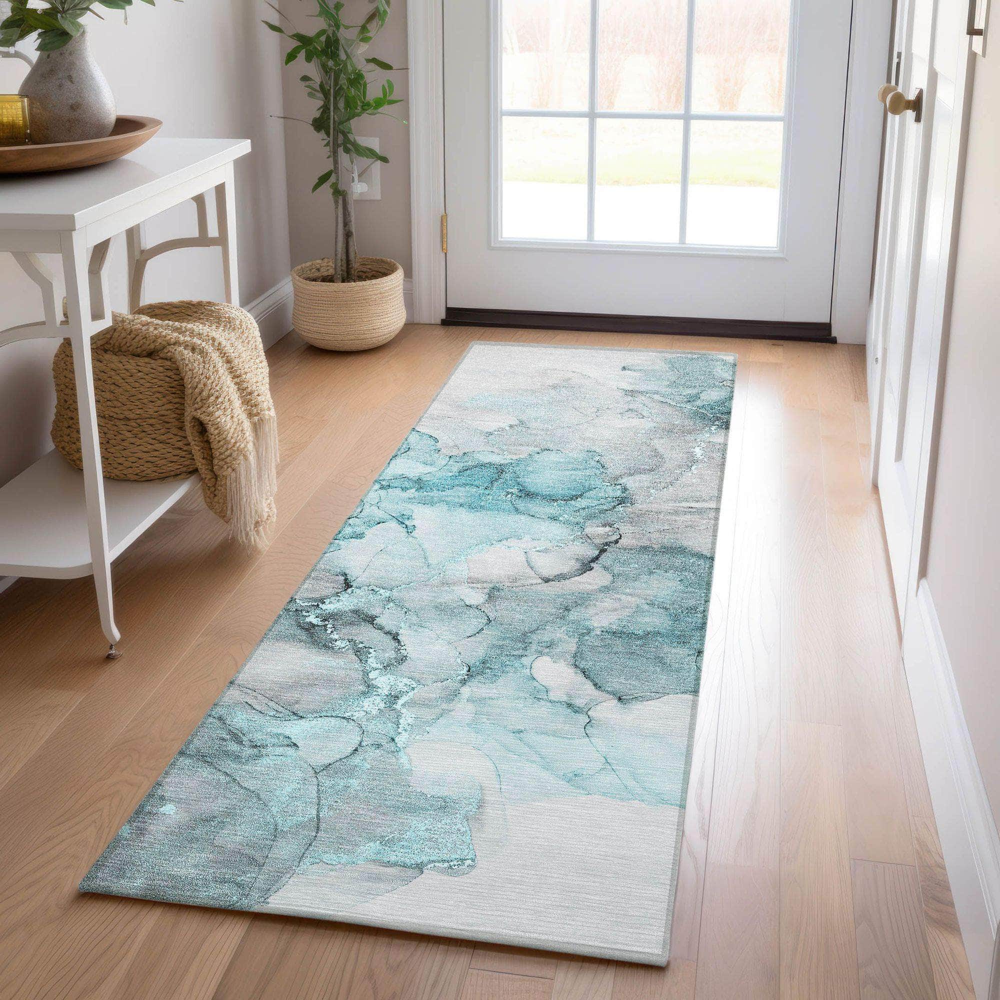 Machine Made ACN520 Teal Rugs