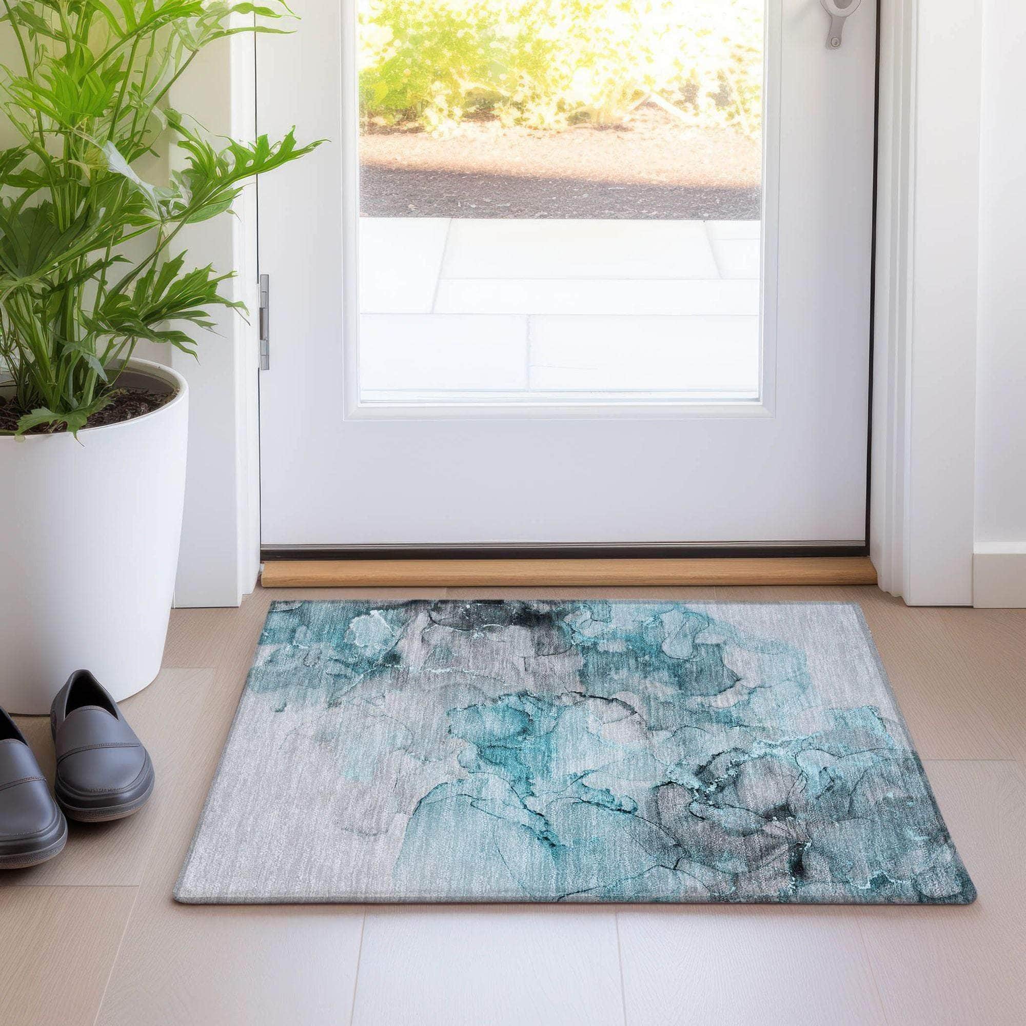 Machine Made ACN520 Teal Rugs