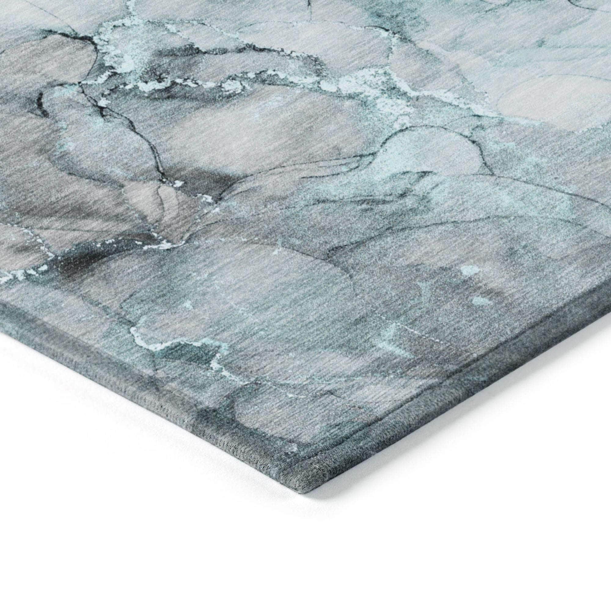 Machine Made ACN520 Teal Rugs